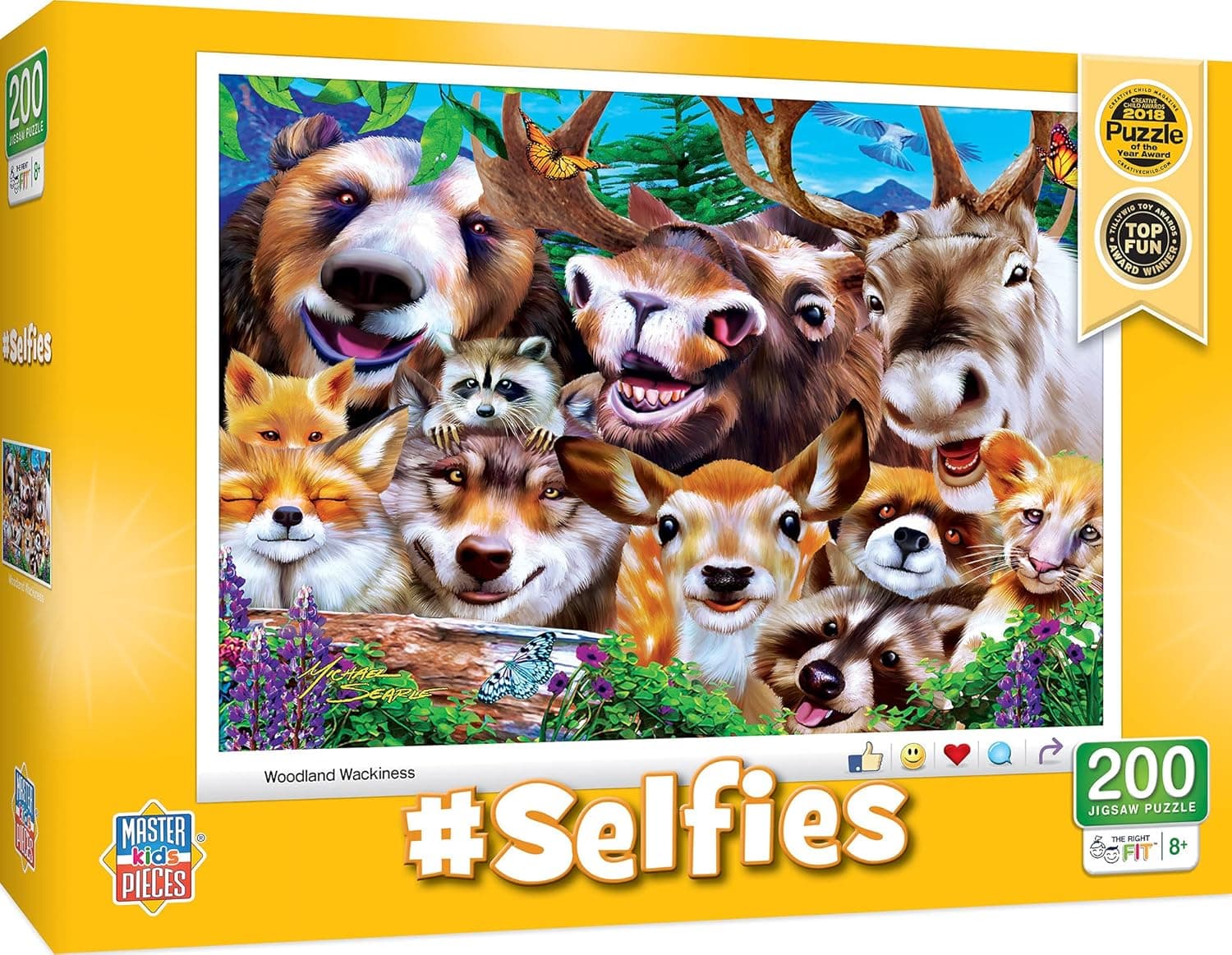 MasterPieces 200 Piece Jigsaw Puzzle for Kids - #Selfies Woodland Wackiness - 14"x19"