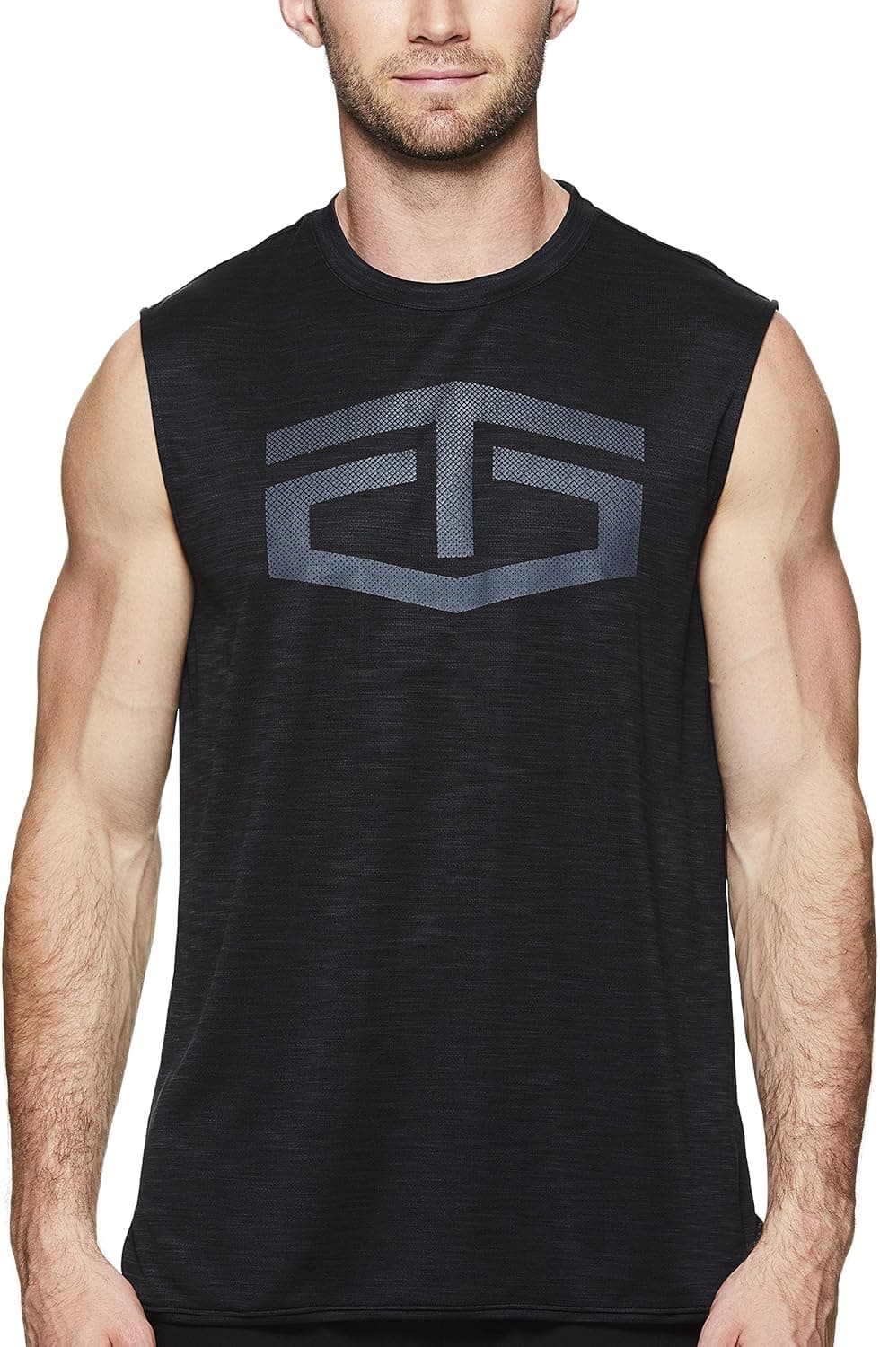 TapouT Men's Muscle Tank Top - Sleeveless Workout & Training Activewear Shirt - Weightlifting & Bodybuilding Shirts for Men - Black Heather Battle Muscle, Small