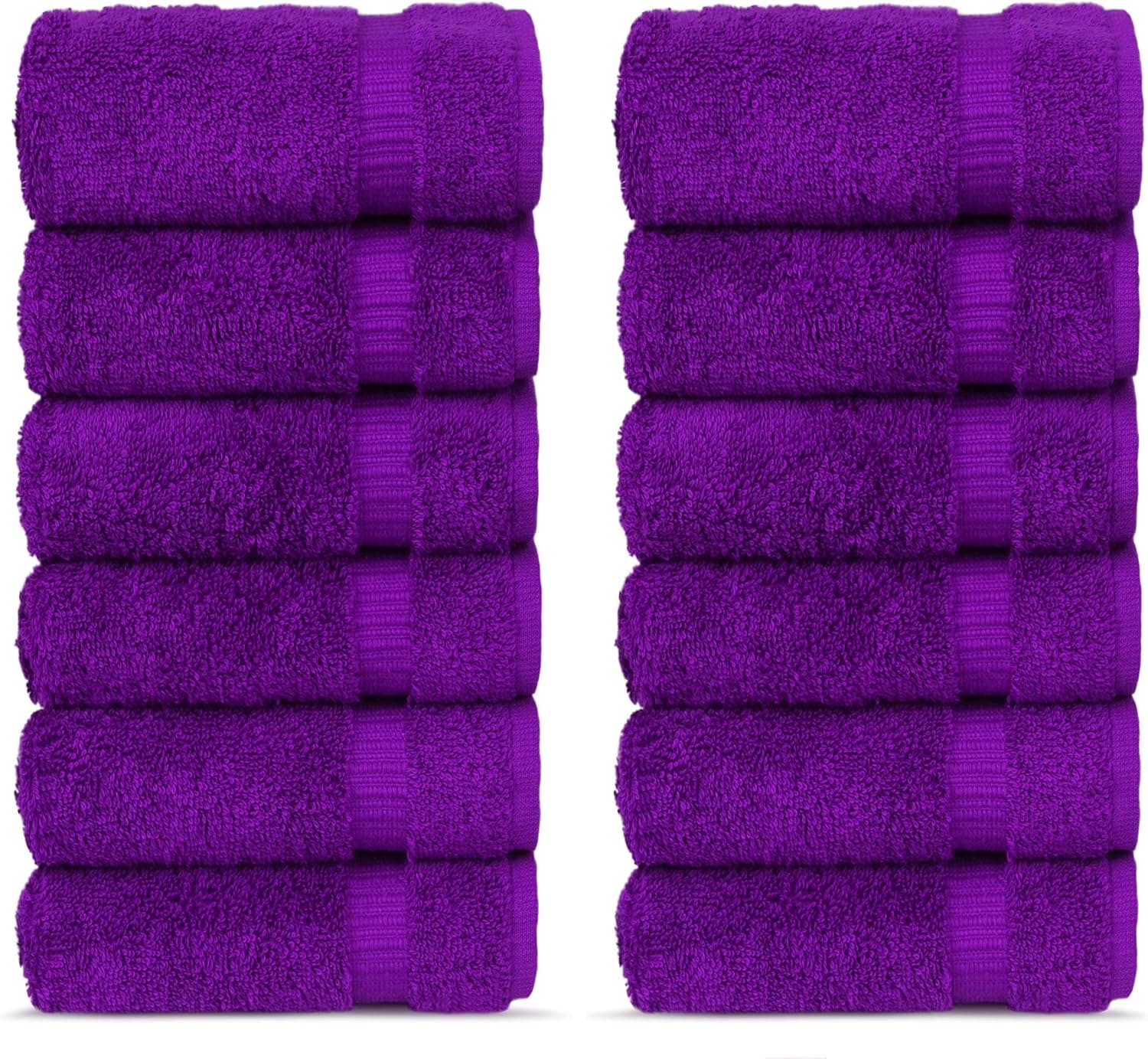 Chakir Turkish Linens Turkish Cotton 13x13 Luxury Hotel & Spa 12 Pack Washcloths, Eggplant