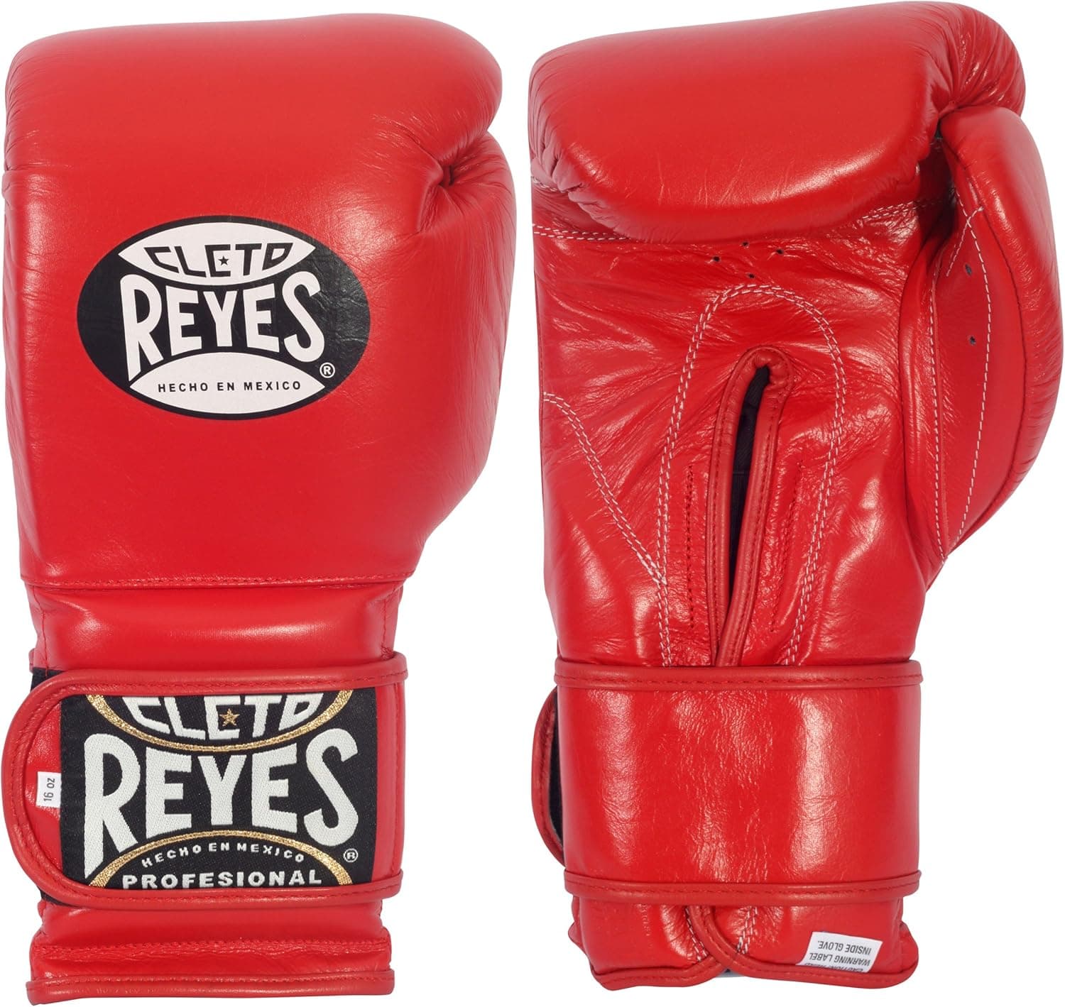 CLETO REYES Hook and Loop Leather Training Boxing Gloves - 16 oz - Red