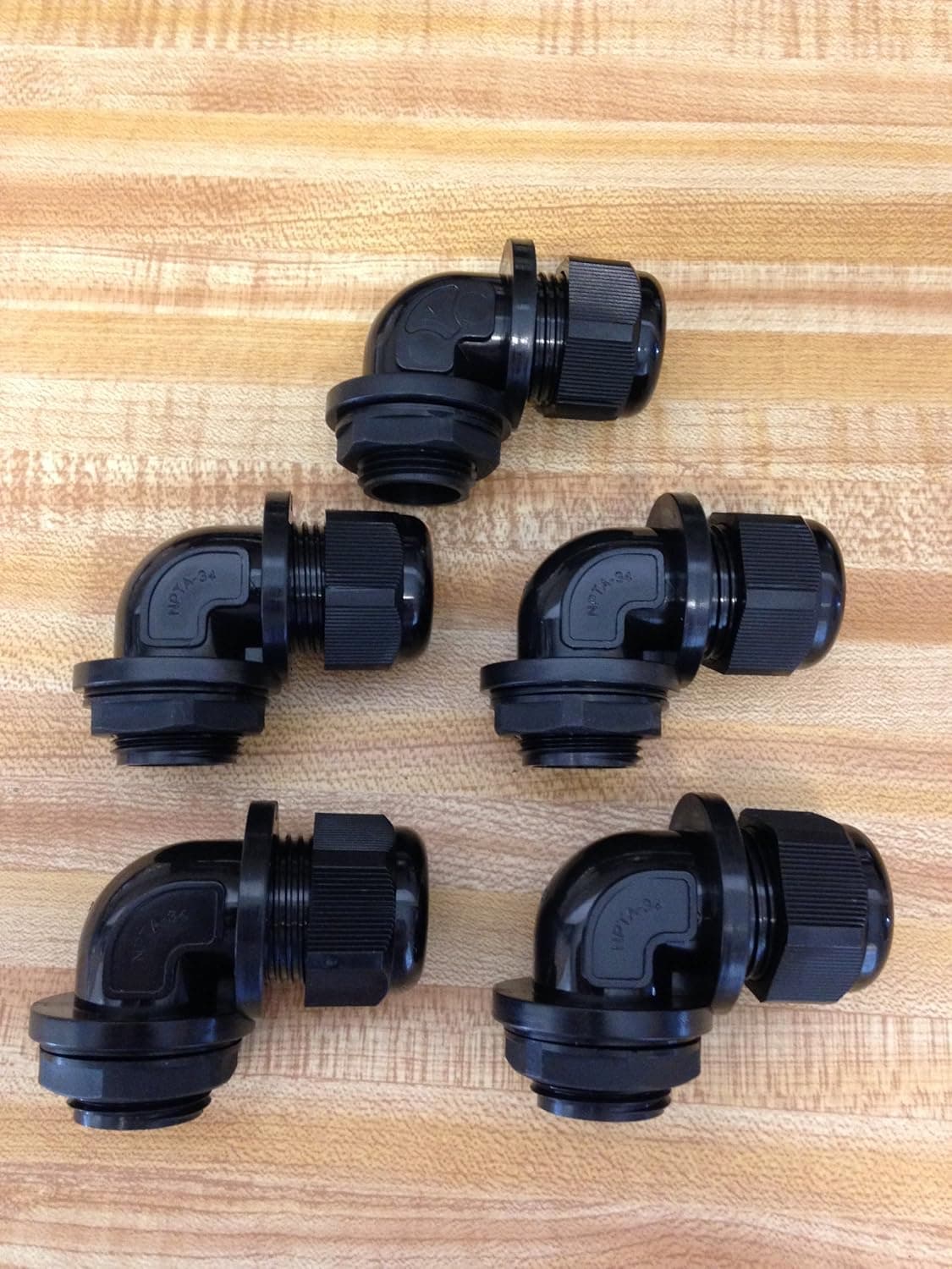 10 Pc 3/4 Inch NPT Black Right Angle Nylon Cable Gland Strain Relief with Gasket and Locknut 10 Pack
