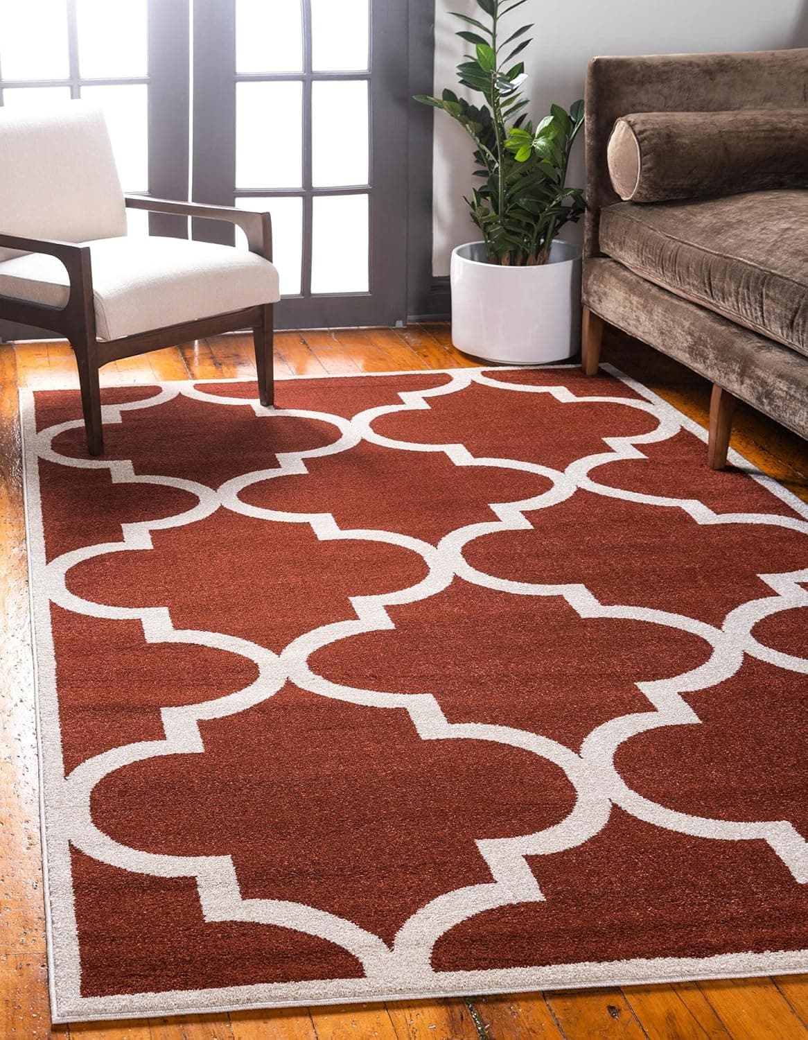 Unique Loom Trellis Collection Moroccan Lattice Rust Red Area Rug (9' 0 x 12' 0)