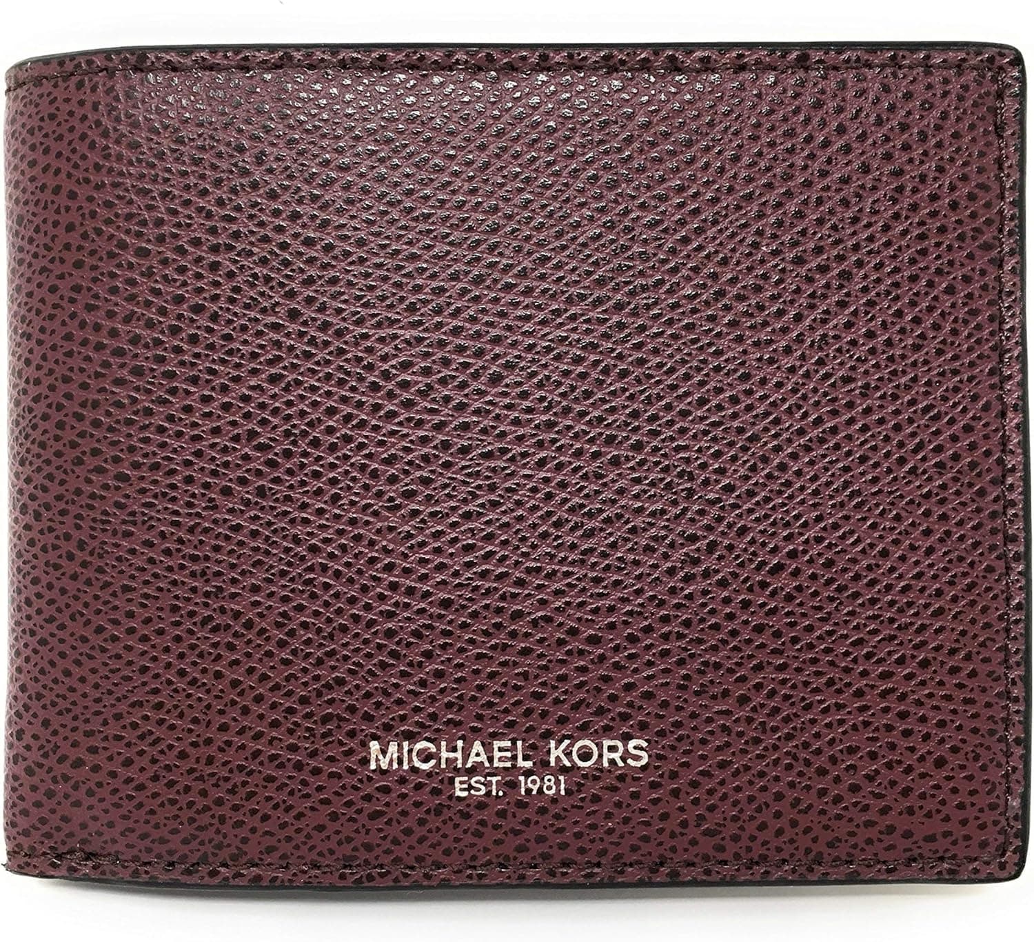 Michael Kors Warren Men's Pebbled Leather Slim Billfold Wallet (Raisin)