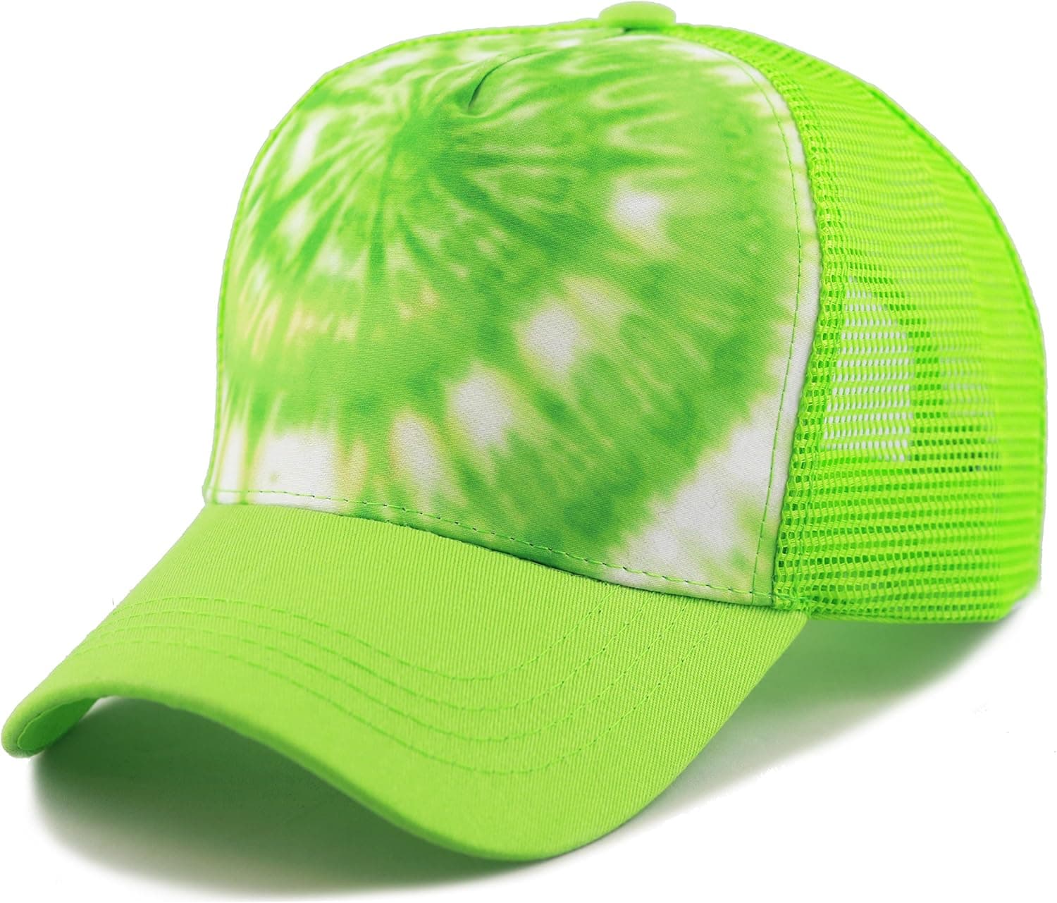 The Hat Depot Tie Dye Print Mesh Back Snapback Trucker Cap Hat