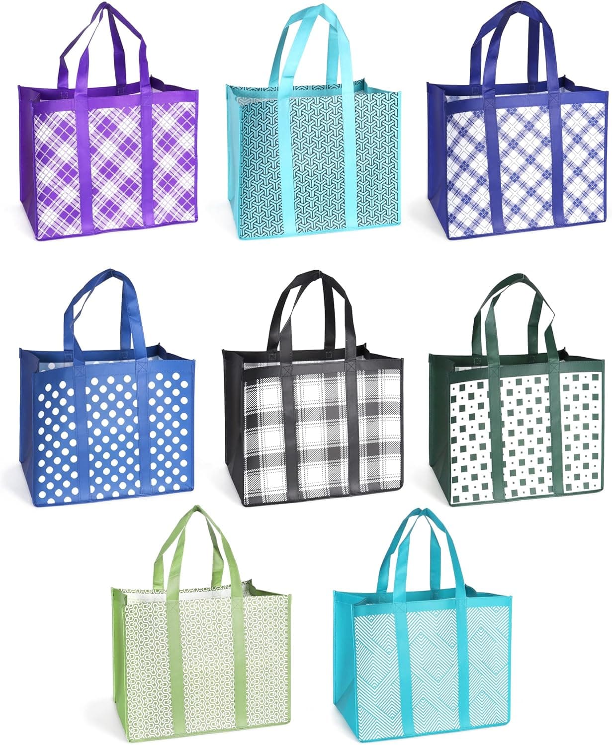 Reusable Grocery Bags, Heavy Duty Large Capacity Bags with Handles, Multifunctional Non-Woven Tote Bags for Shopping & Picnic