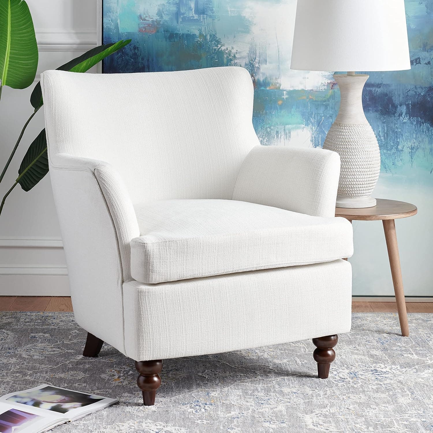 Safavieh Home Collection Levin White/Walnut Accent Club Chair ACH4008B