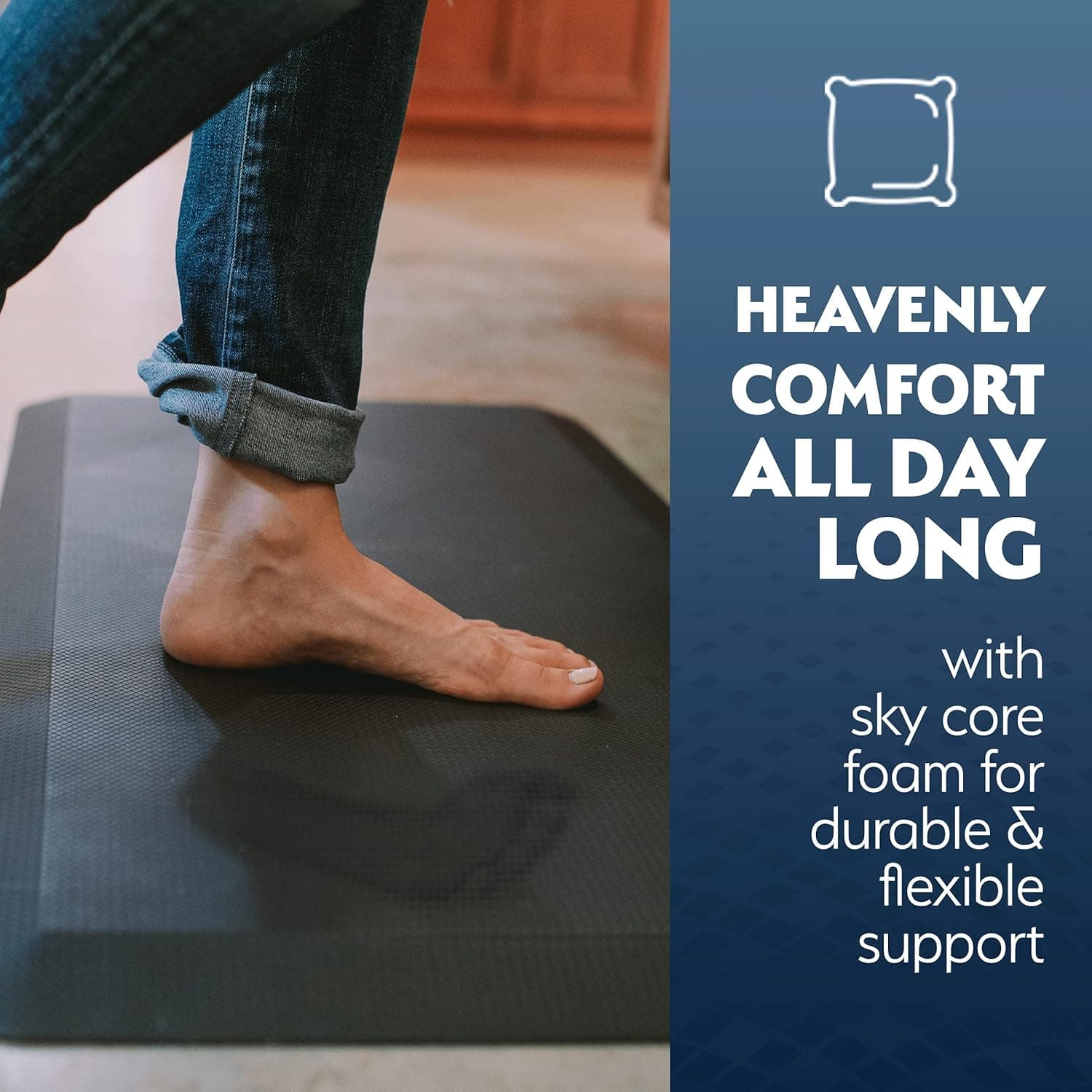 Sky Solutions Oasis Anti Fatigue Mat - Cushioned 3/4 Inch Comfort Floor Mats for Kitchen, Office & Garage - Padded Pad for Office - Non Slip Foam Cushion for Standing Desk (20" x 39", Gray)