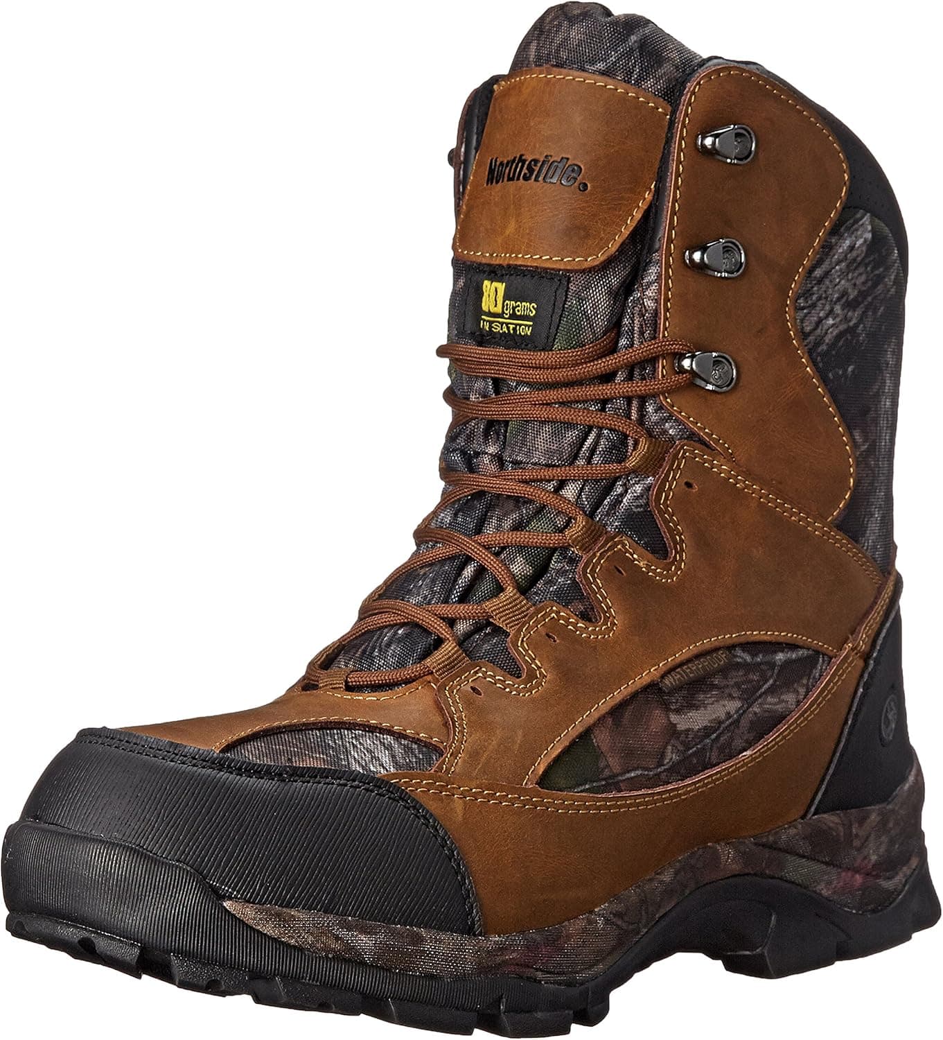 Northside Men's Renegade 800 Thinsulate Insulated Mid-Calf Lace-Up Waterproof Leather with Daybreak Camo Insert Hunting Boot