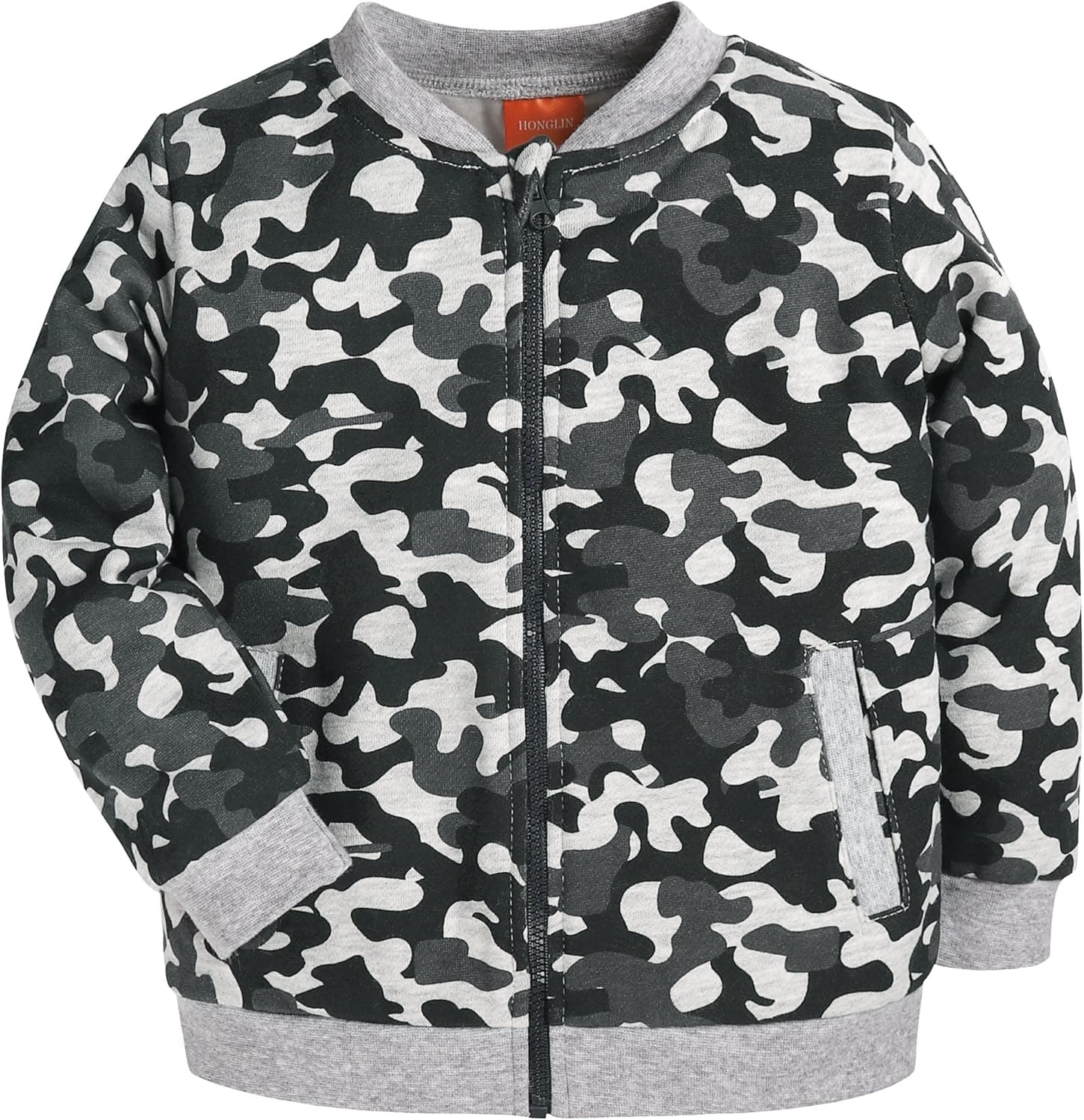 SHENGWEN Baby Boys Gils Camouflage Jacket Zip Front Sweatshirt Kids Outerwear Infant Coat 260gsm