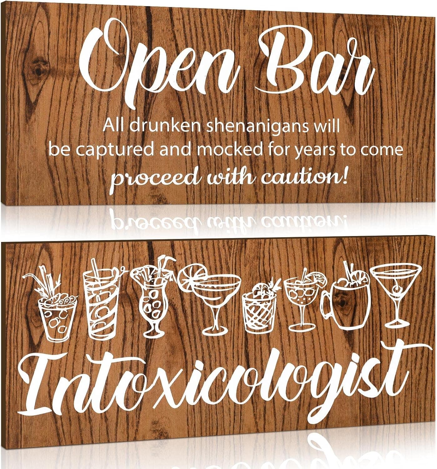 Jetec 2 Pieces Bar Signs Bar Accessories for Home Bar Intoxicologist Sign Open Bar Sign Drunken Shenanigans for Wedding Bar Party Home Decor Reception Home Decor