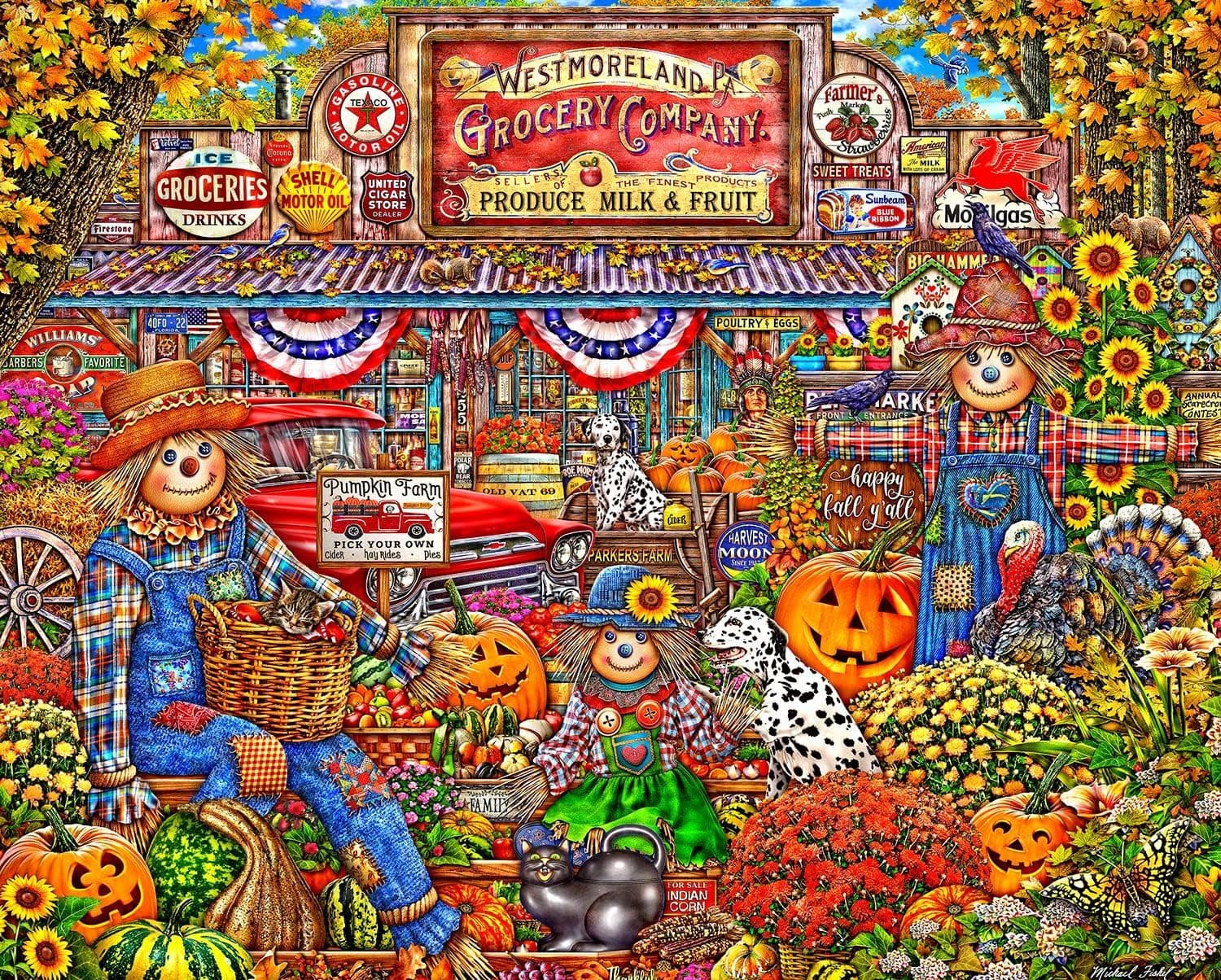 Springbok's 1000 Piece Jigsaw Puzzle Happy Fall Y'all - Made in USA