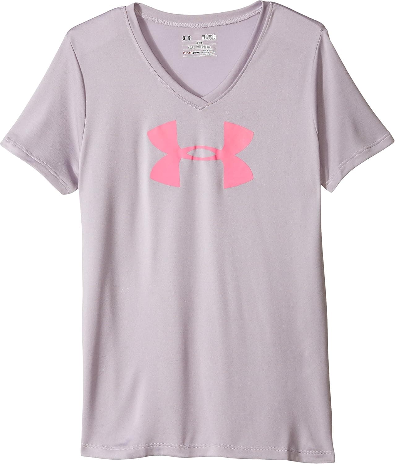 Under Armour Girls Novelty Big Logo Short Sleeve V Neck T-Shirt