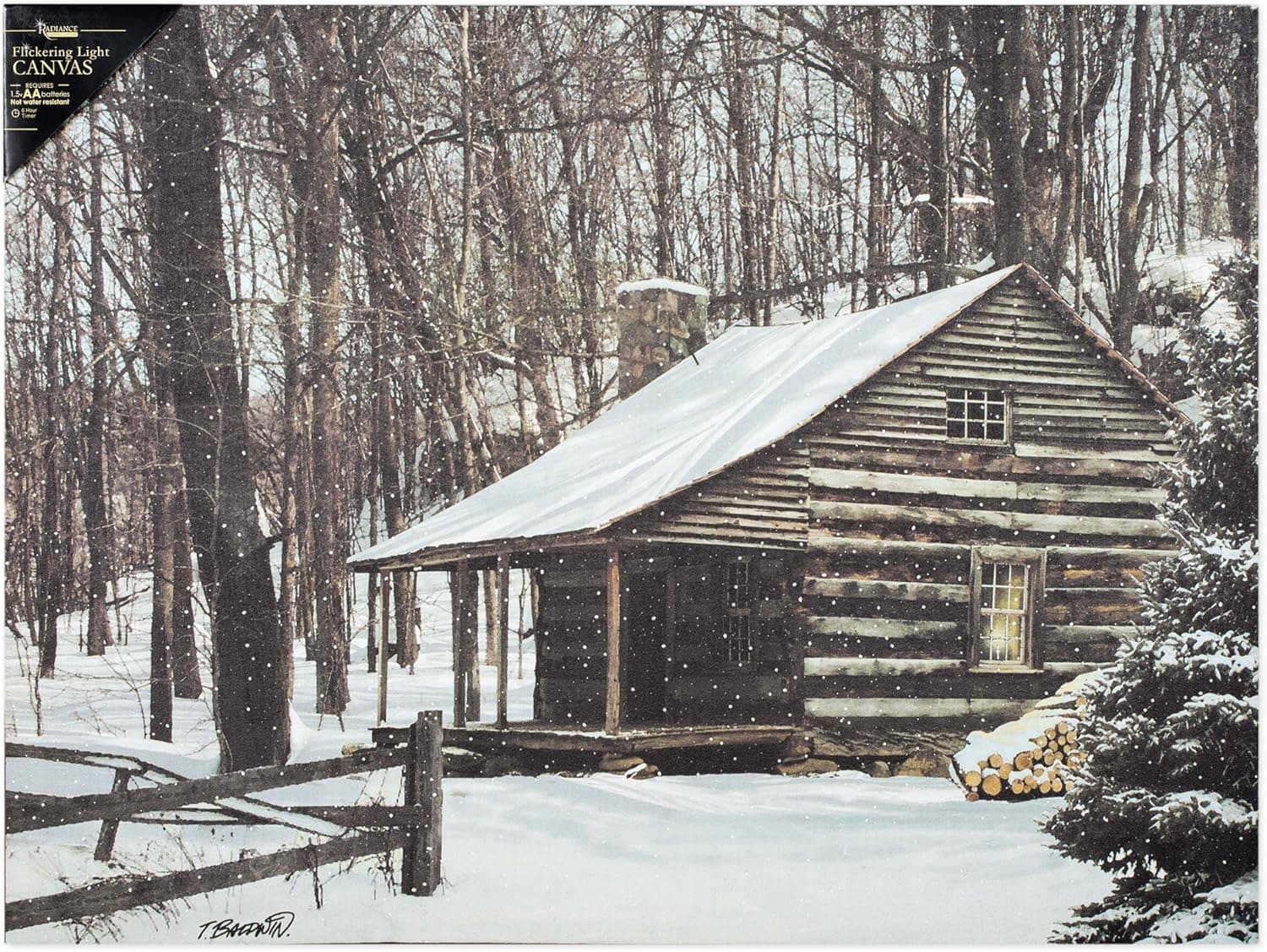 Ohio Wholesale 37317 - 24" x 18" x 3/4" - "Snow Capped Cabin" Battery Operated LED Lighted Canvas (Batteries Not Included)