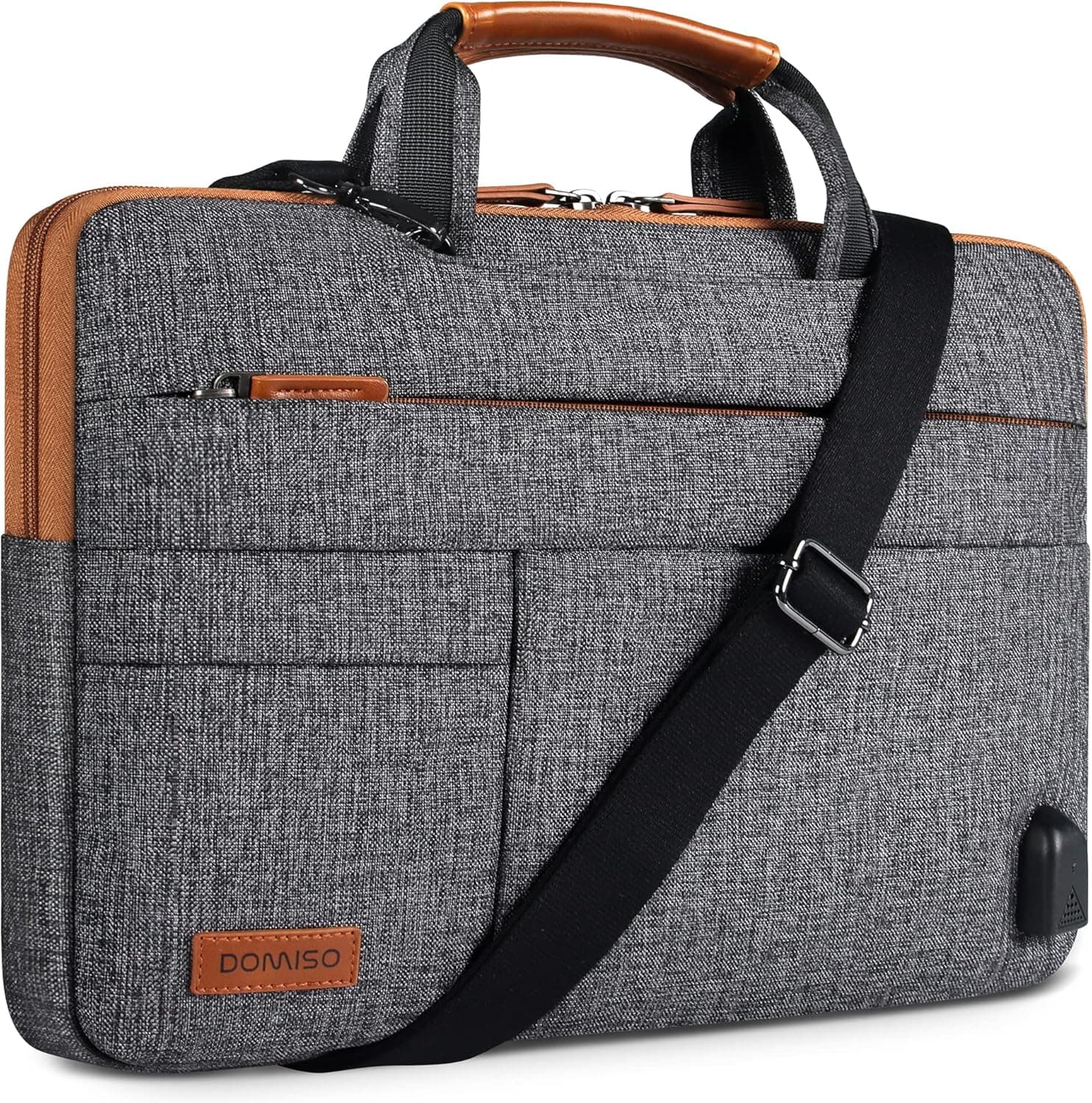 DOMISO 10.1 Inch Multi-Functional Laptop Sleeve Business Briefcase Messenger Bag with USB Charging Port for 10.1-10.5 Inch Laptop/Tablet/iPad Pro/iPad Air/Lenovo Yoga Book, Dark Grey