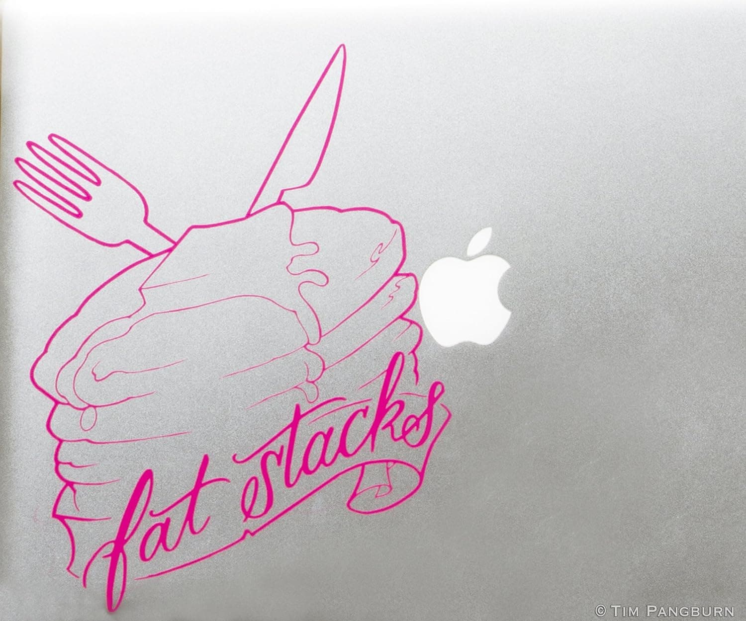 Fat Stacks Breakfast Pancakes and Syrup Fork Knife and Money MacBook Laptop Vinyl Decal Sticker MAGENTA Food Butter Buttermilk Eating