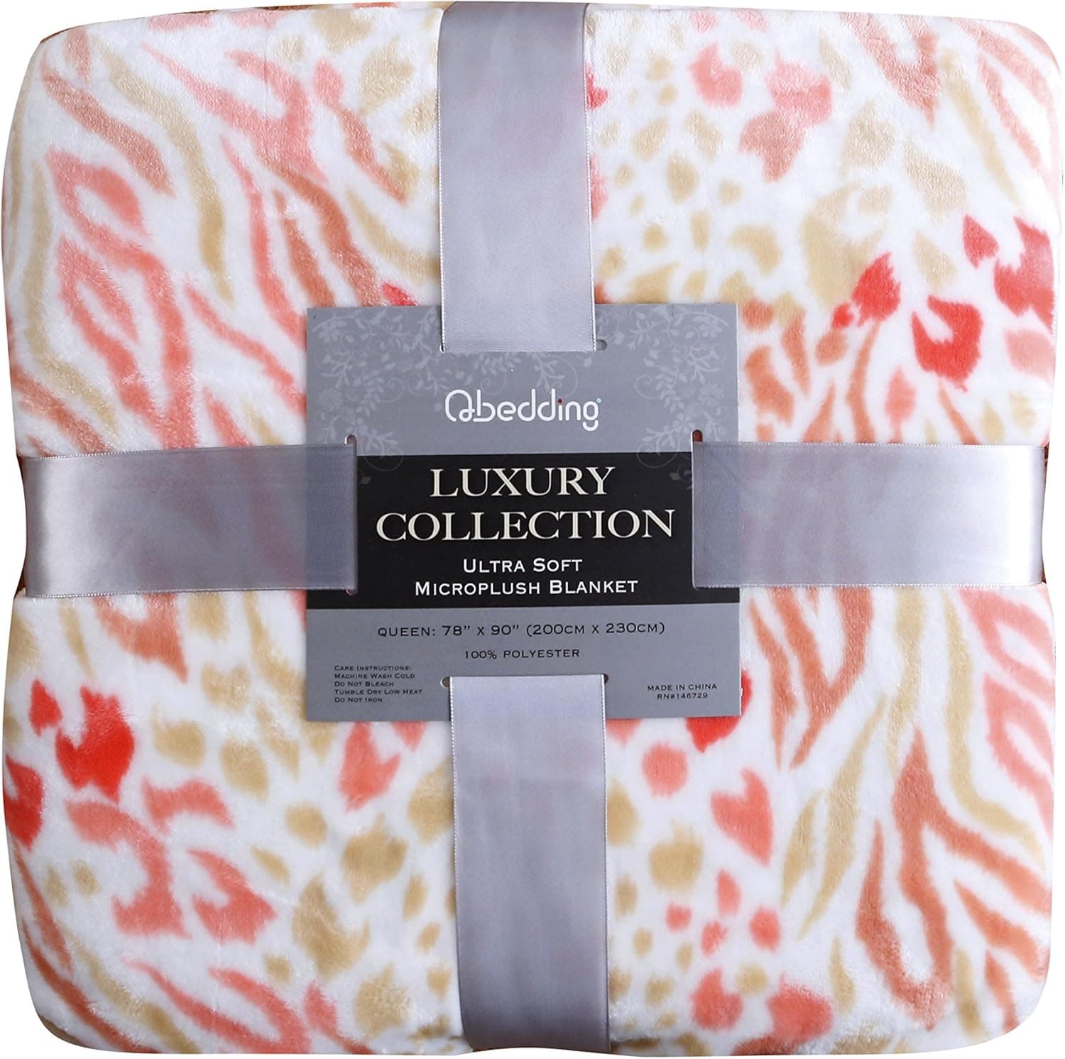 Luxury Collection Ultra Soft Plush Fleece Lightweight All-Season Throw/Bed Blanket (Queen, Orange Leopard)