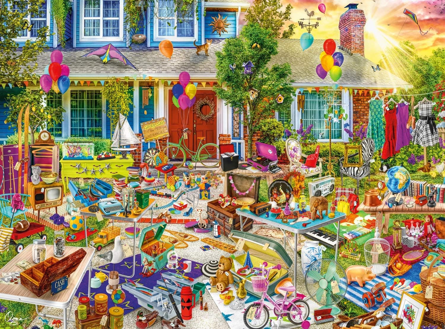 Buffalo Games - Aimee Stewart - Yard Sale - 1000 Piece Jigsaw Puzzle, Multi