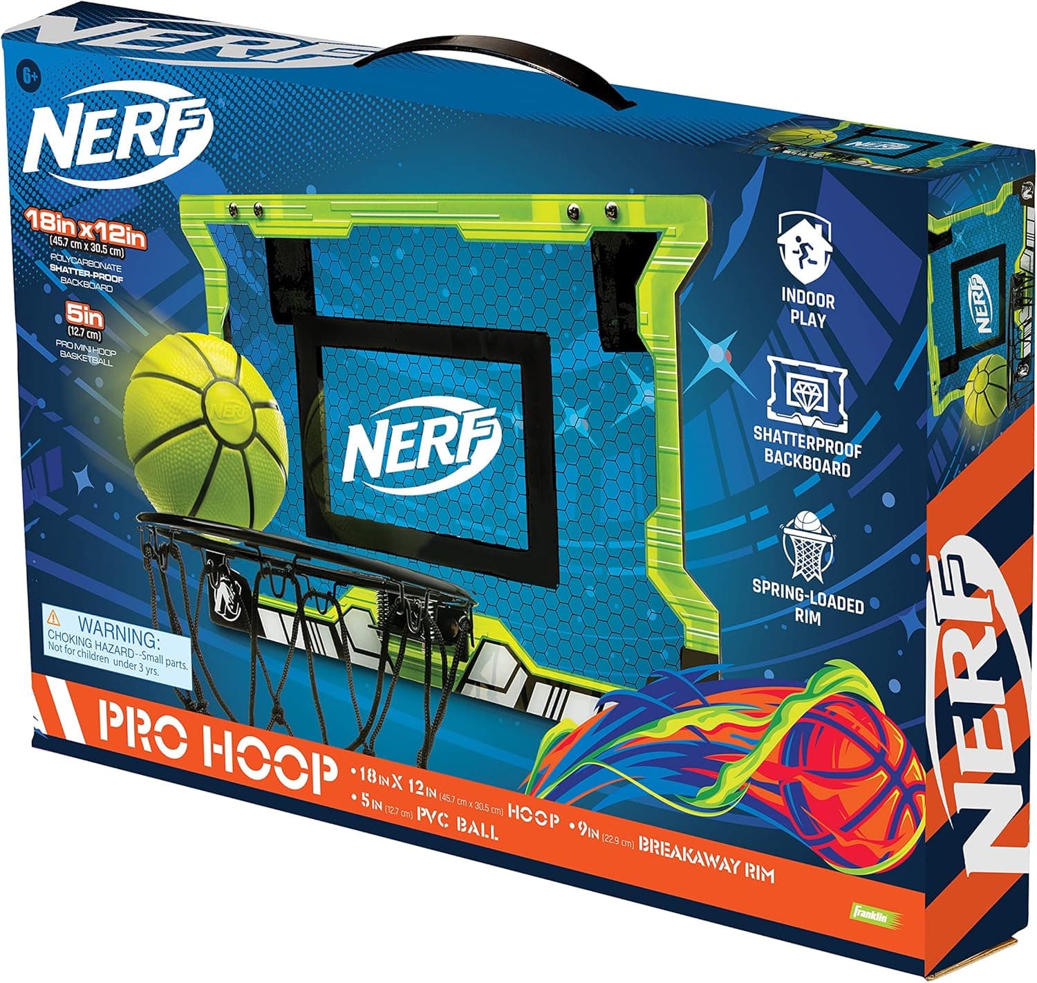 NERF Pro Hoop Basketball Set - Pro Hoop Mini Hoop Set with Mini Basketball - Steel Rim Great for Dunking - Over The Door Basketball Hoops