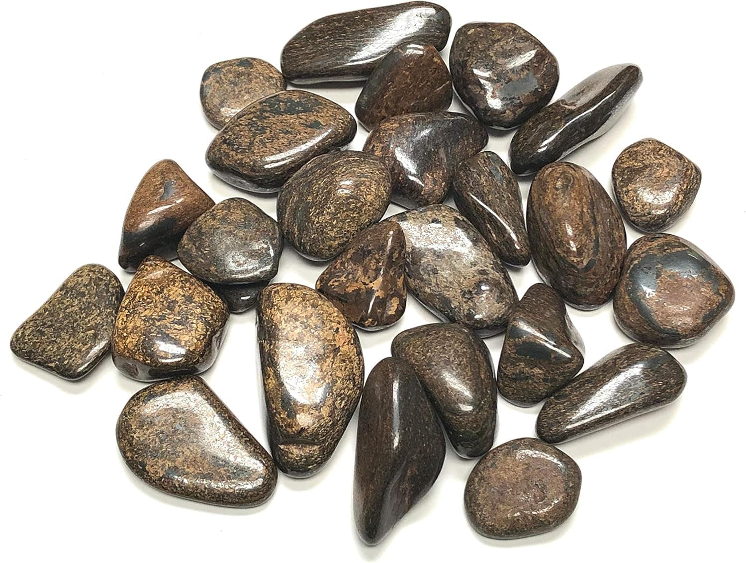 Zentron Crystal Collection: Tumbled Bronzite with Velvet Bag - Large 1" (1 Pound)