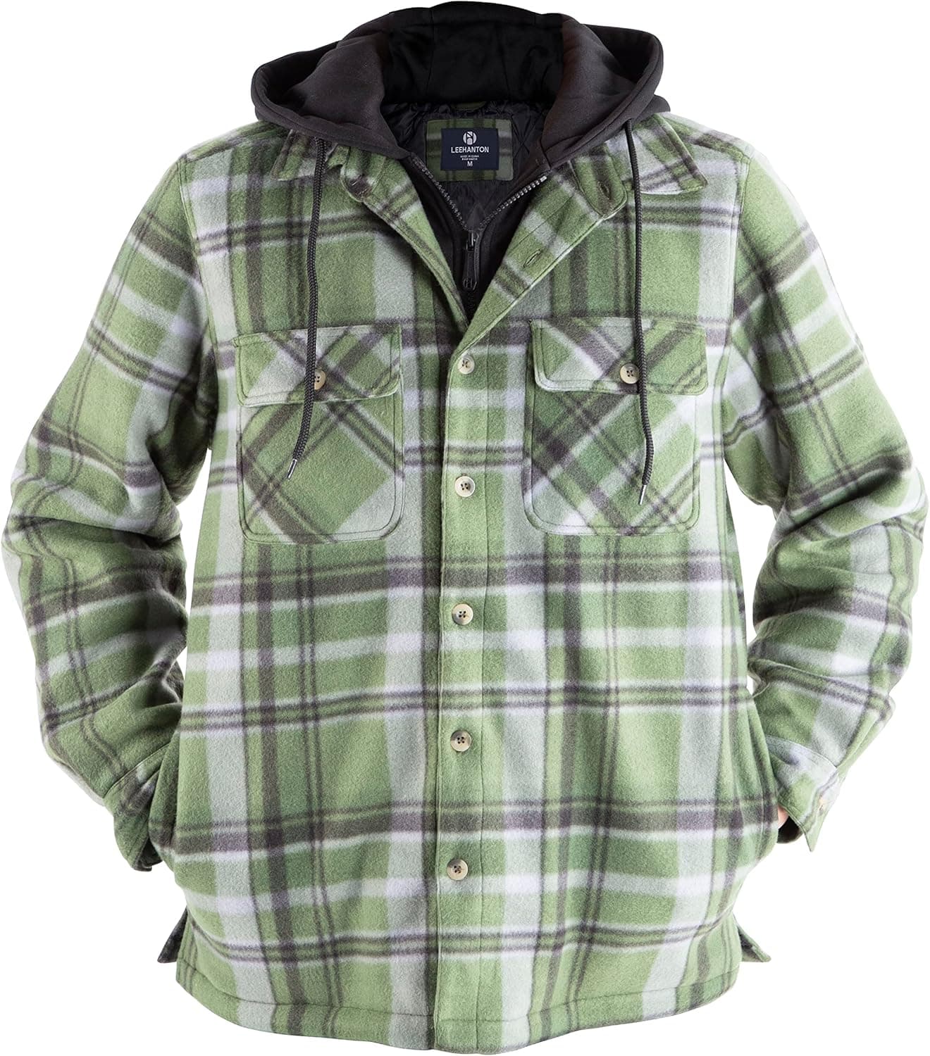 Heavy Thick Flannel Plaid Jacket Sherpa Fleece Lined Hoodies for Men Zip Up Winter Warm Coat Buffalo Zipper Sweatshirt