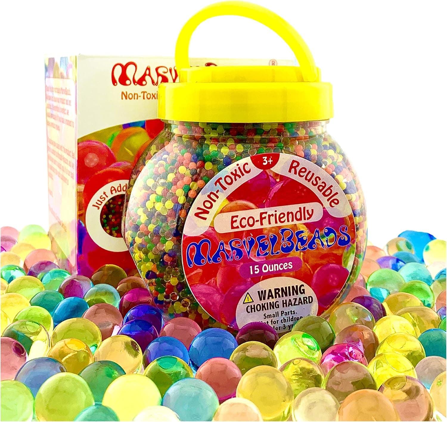 MarvelBeads Water Beads Rainbow Mix, 15 Ounces (~1 Pound), for Kids Sensory Play and Spa Refill (Non-Toxic)