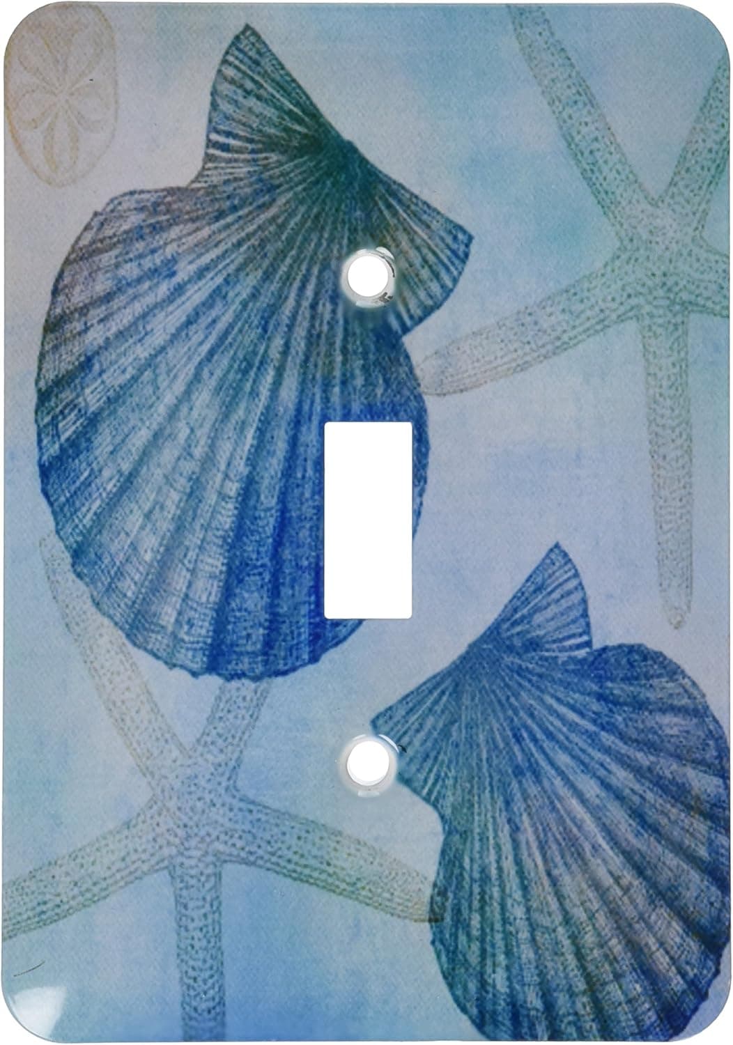 3dRose lsp_79341_1 Shells and Starfish Beach Themed Art Single Toggle Switch, Aqua