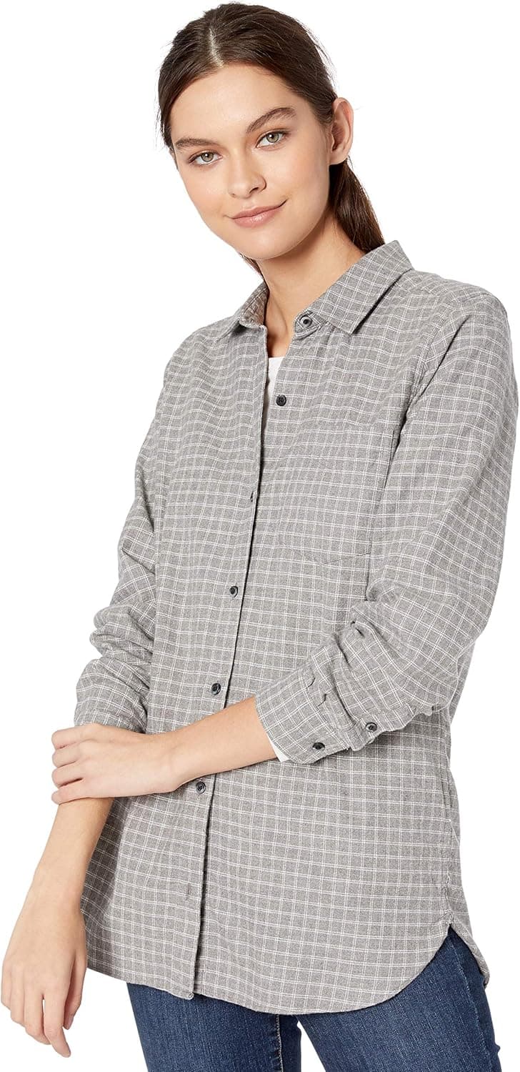 Goodthreads Women's Standard Heavyweight Flannel Long-Sleeve Button-Front Tunic Shirt