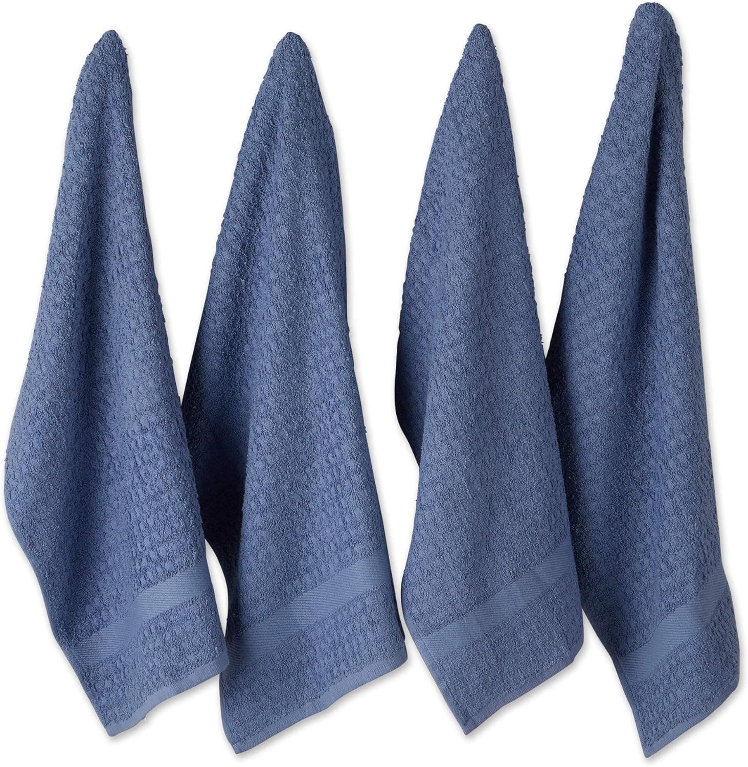 DII Basic Terry Collection Waffle Dishtowel Set, 15x26, Solid Stonewash Blue, 4 Piece