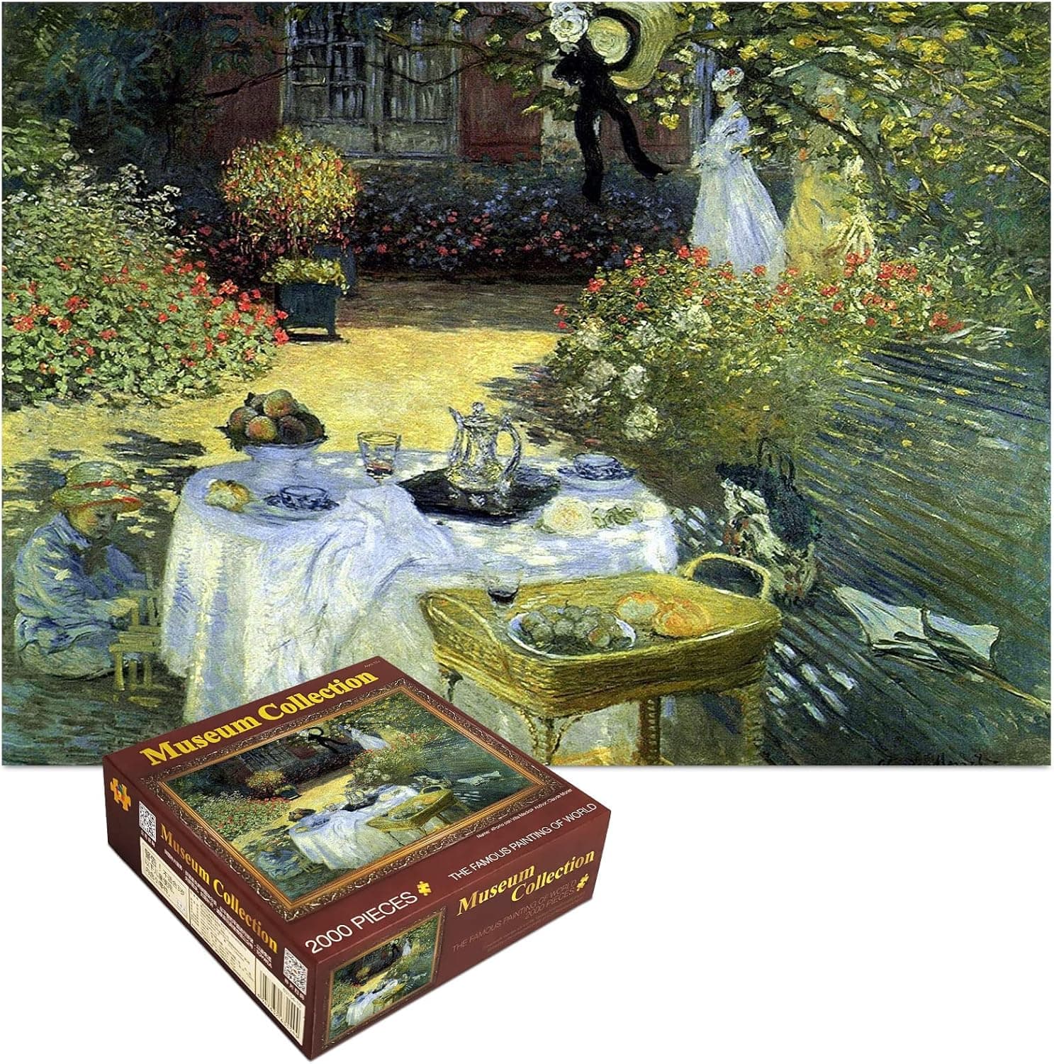 2000 Pieces Puzzles for Adults Flower Jigsaw Puzzles Oil Printing Challenging Puzzle Large Difficult Puzzles Kids DIY Toys Gift for Home Decor, Lunch in The Garden - Monet