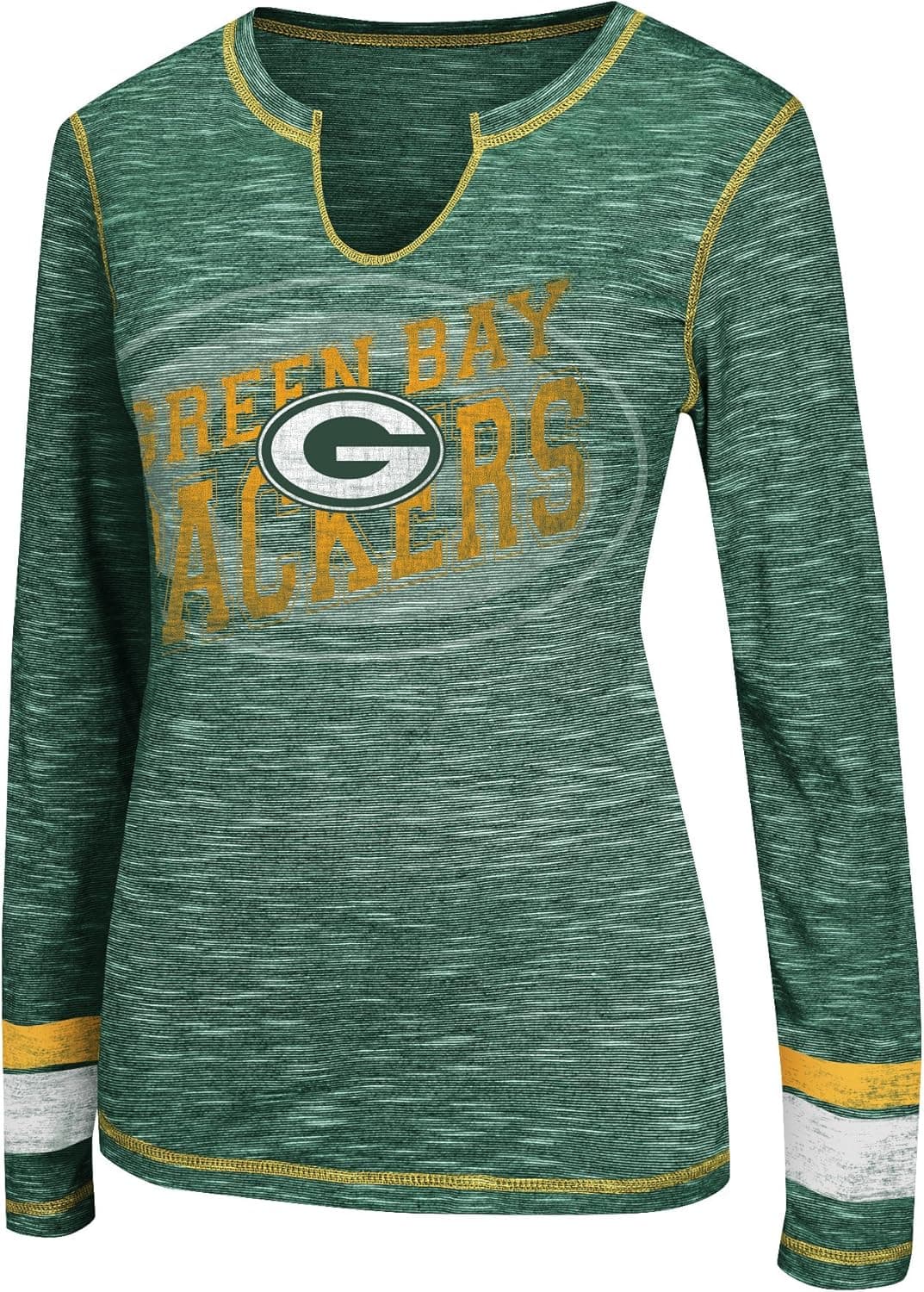 Majestic Green Bay Packers Womens Gametime Gal Long Sleeve Split Neck T-shirt