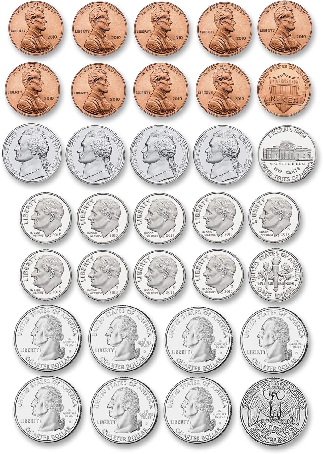 Ashley-10067 US Coin Money Set Die-Cut Magnets, Multi