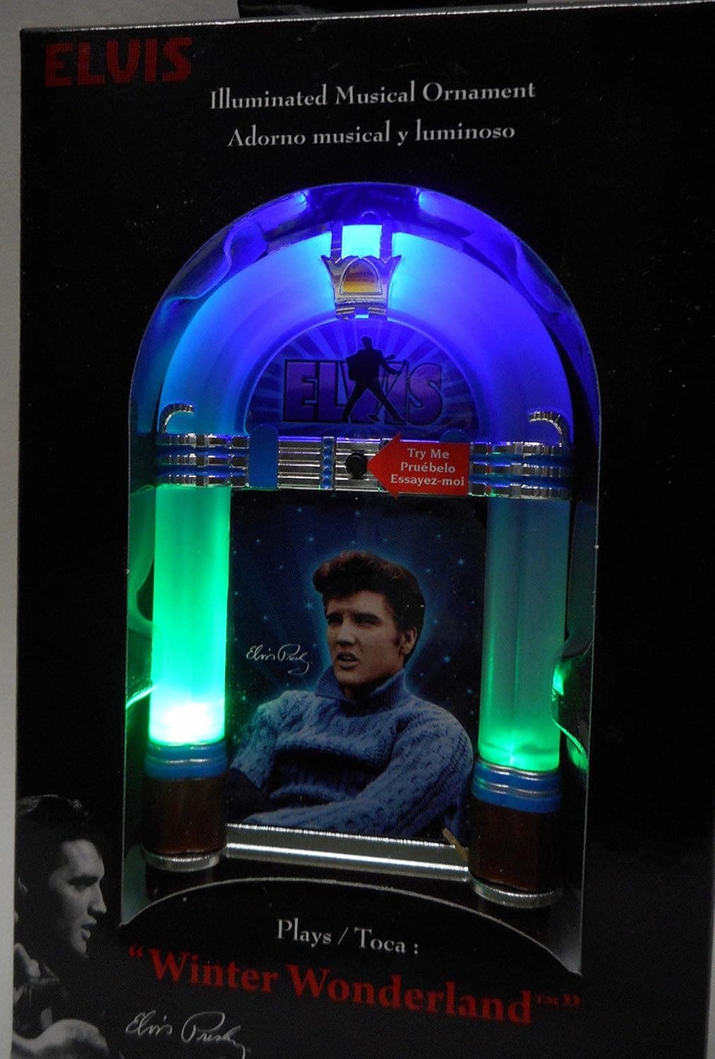 Elvis Musical Christmas Tree Ornament Illuminated and Plays Winter Wonderland