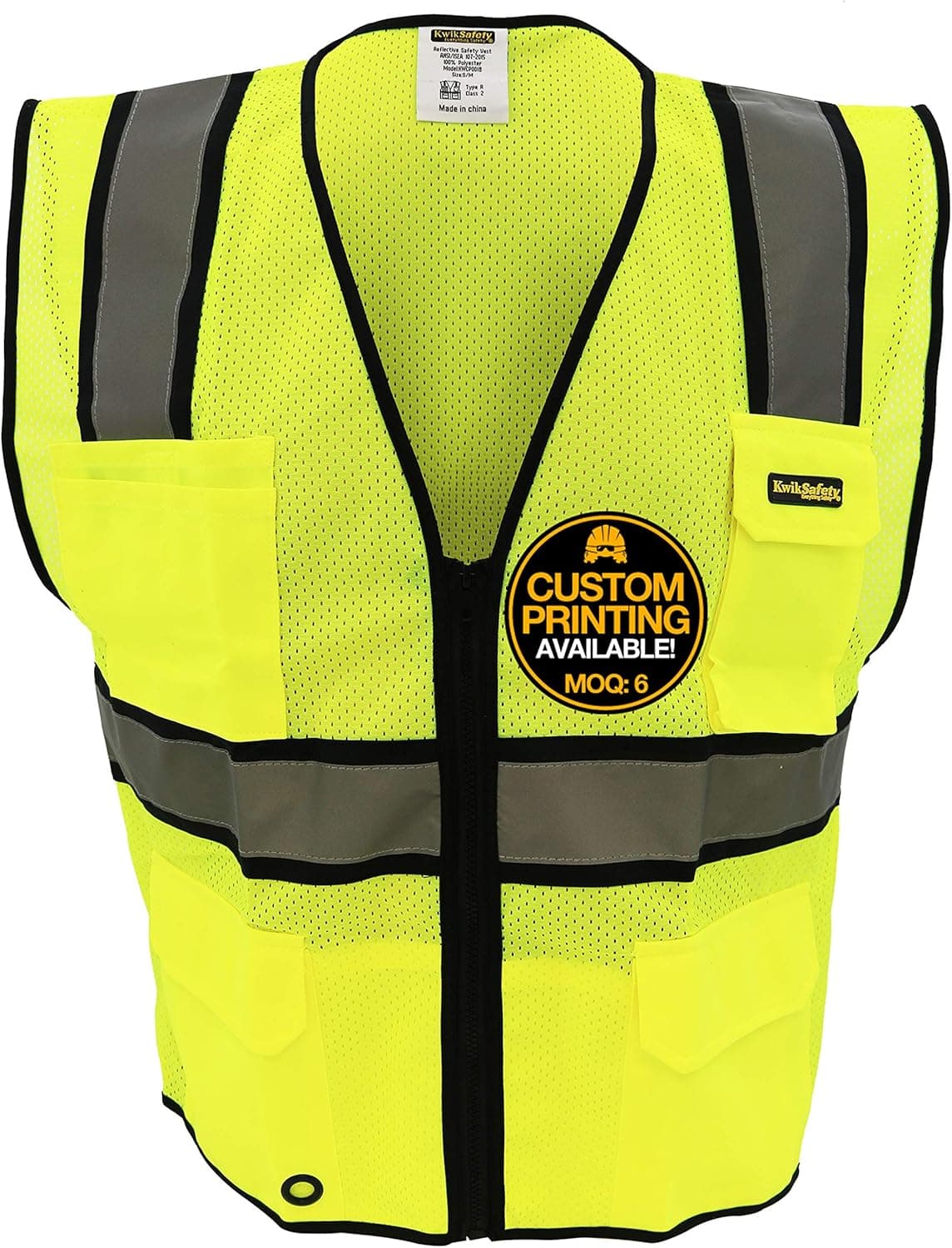 KwikSafety (Charlotte, NC Official Class 2 ANSI Hi Vis Safety Vest Yellow L/XL