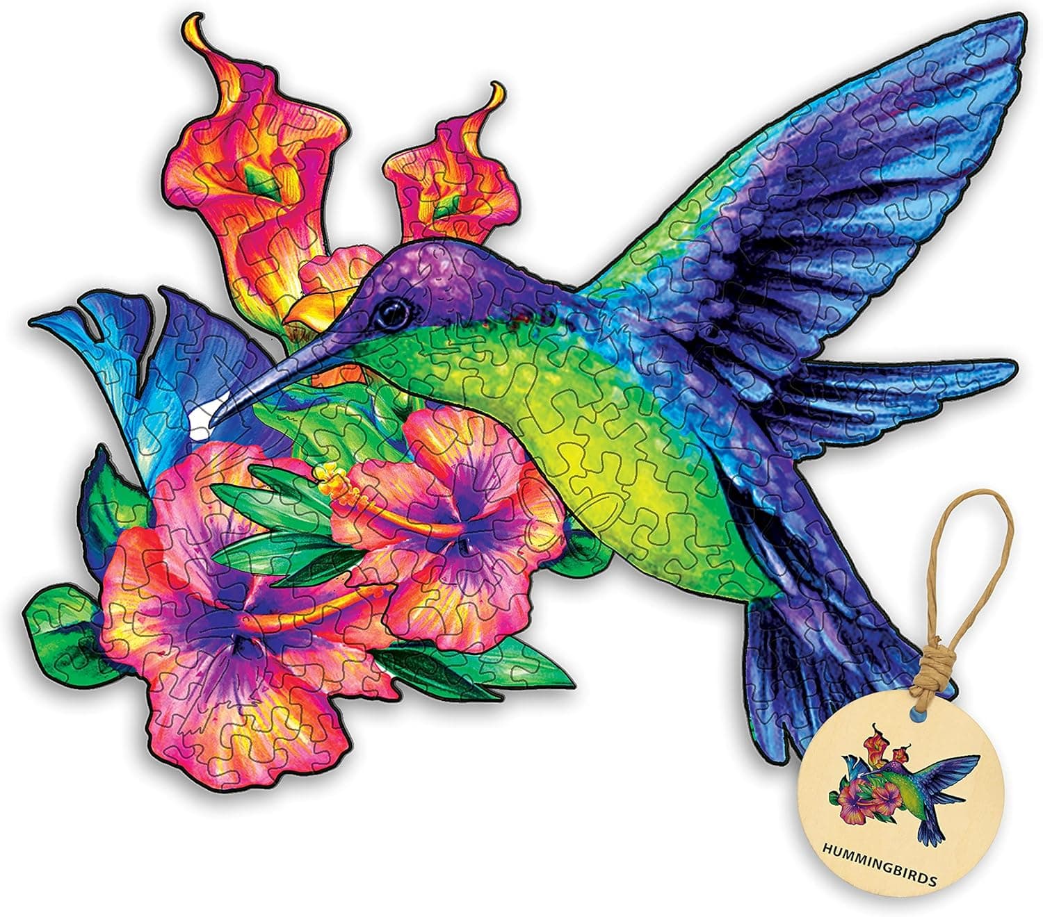 DEPLEE Wooden Puzzles for Adults Hummingbirds Wooden Jigsaw Puzzles Unique Shape Wooden Animal Puzzle Creative Challenge for Adults, Family, Friend|110 Pcs– 6.8X 8.77 in(17.3x22.3 cm)|Small