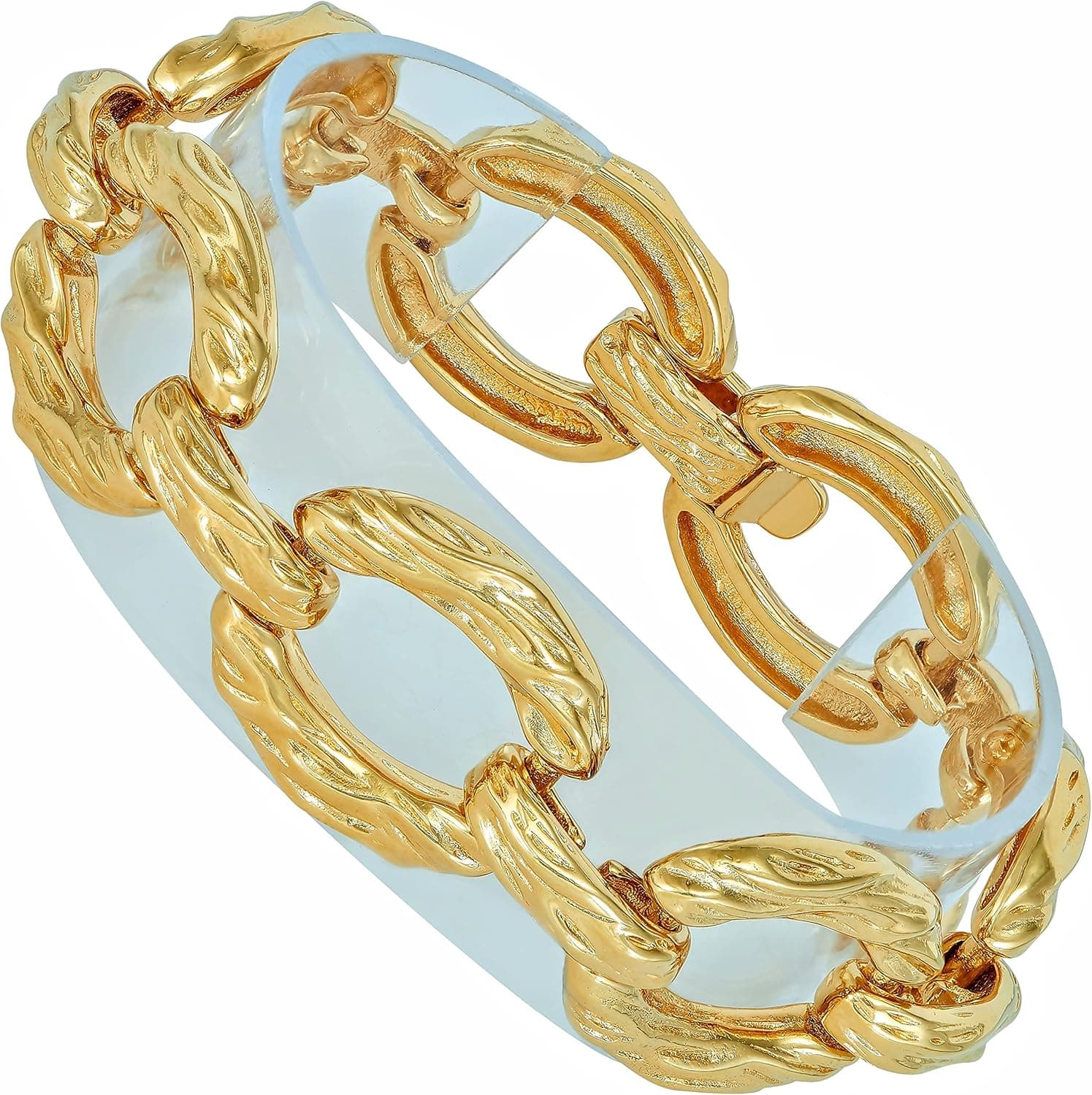 LIFETIME JEWELRY Grooved O-Link Bracelet for Men and Women 24k Real Gold Plated