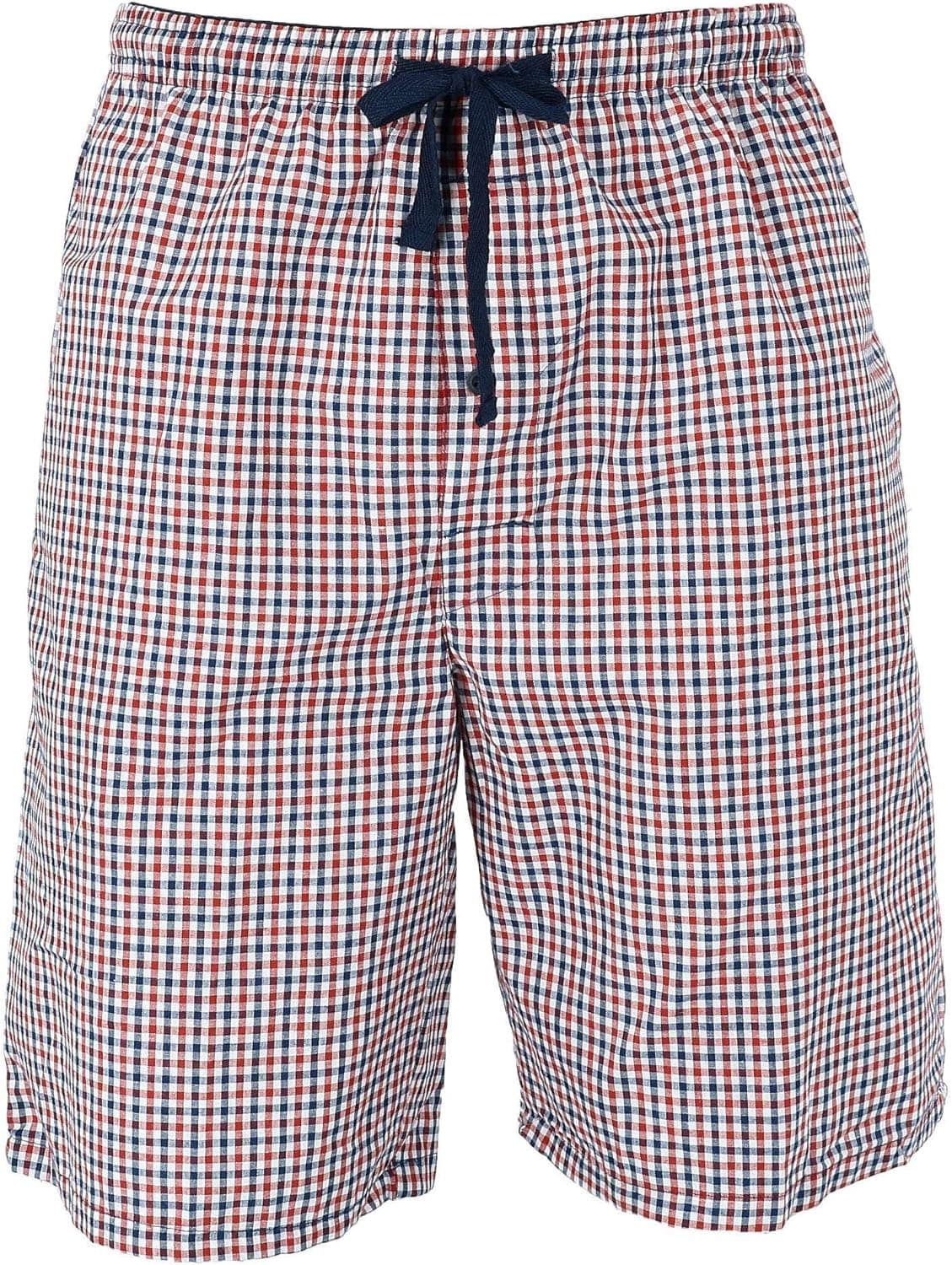 Hanes Men's Cotton Madras Drawstring Sleep Pajama Shorts, 2XL, Navy