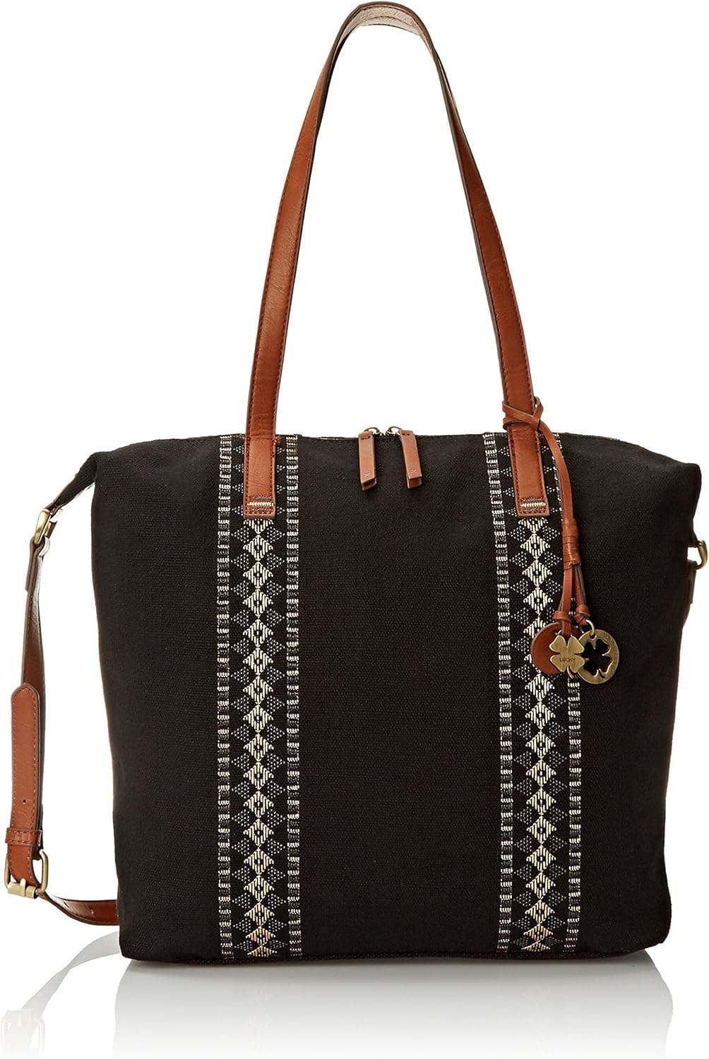 Lucky Brand Grenada Washed Linen Travel Tote, Black, One Size
