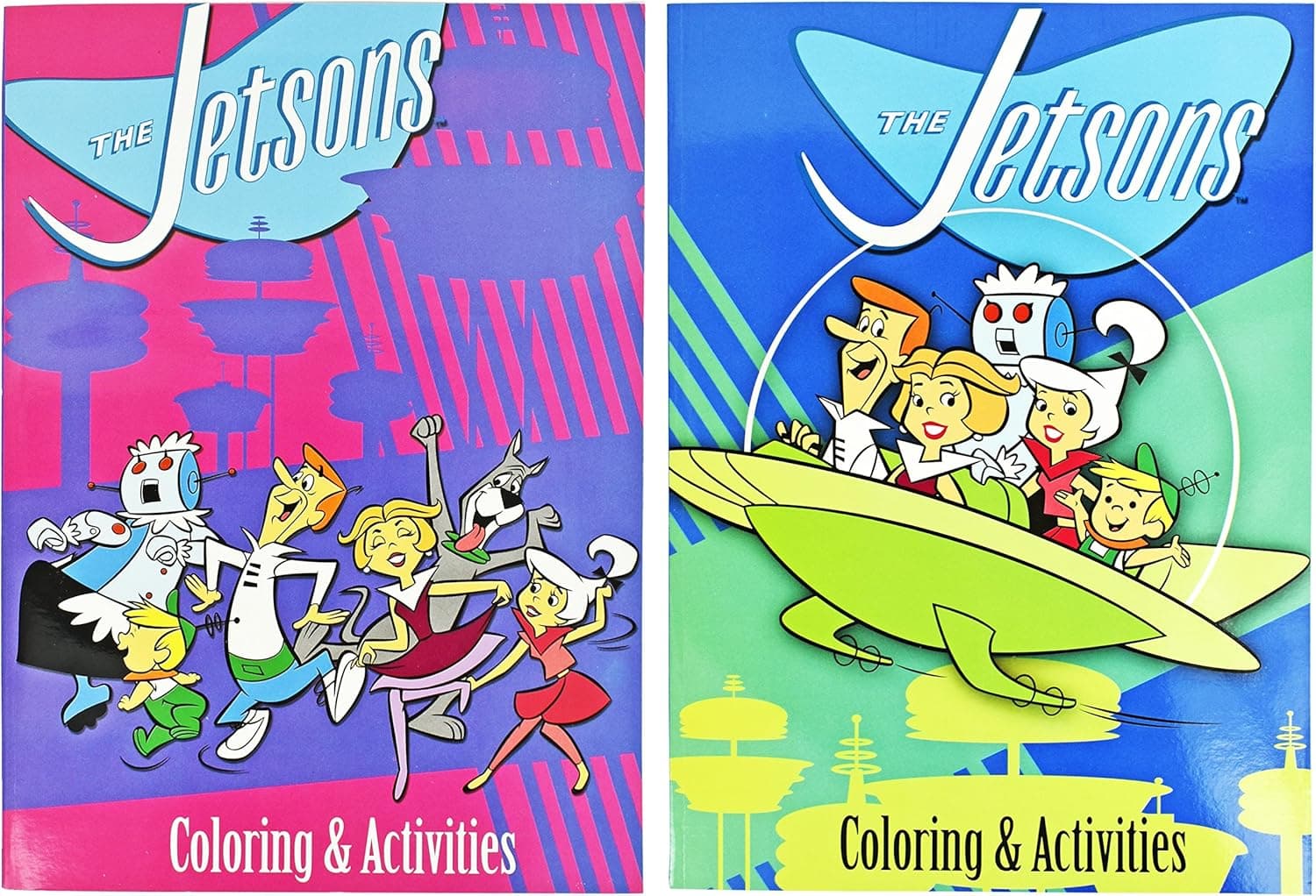 Set of 2 Jetsons Themed Coloring Books with 96 Pages of Activities and Coloring Pages - Coloring Books 10.75"x7.75" - Coloring Books Have Tear and Share Pages for Safe Removal!
