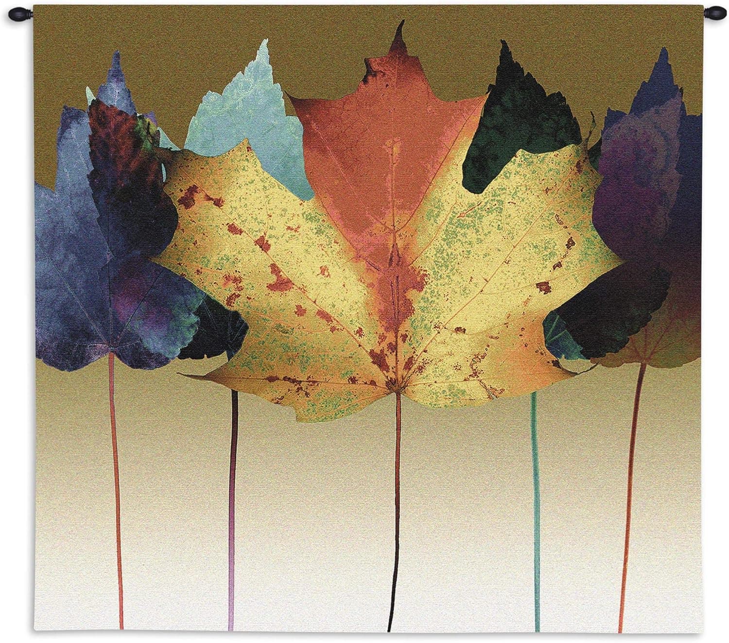 Leaf Dance by Robert Mertens | Woven Tapestry Wall Art Hanging | Colorful Light Warm Tones | 100% Cotton USA Size 53x53