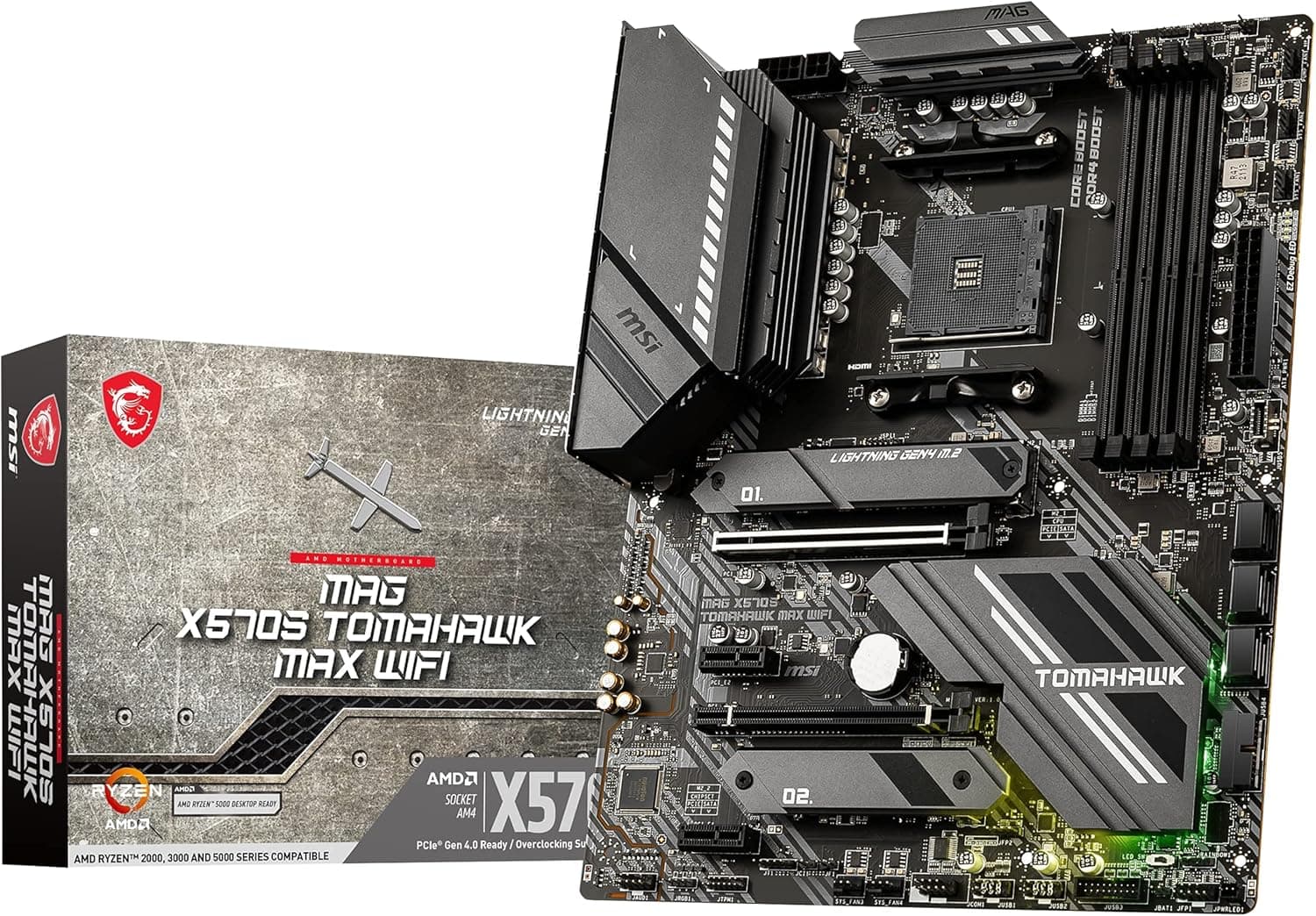 MSI MAG X570 Tomahawk WiFi Motherboard (AMD AM4, DDR4, PCIe 4.0, SATA 6Gb/s, M.2, USB 3.2 Gen 2, AC Wi-Fi 6, HDMI, ATX) (Renewed)