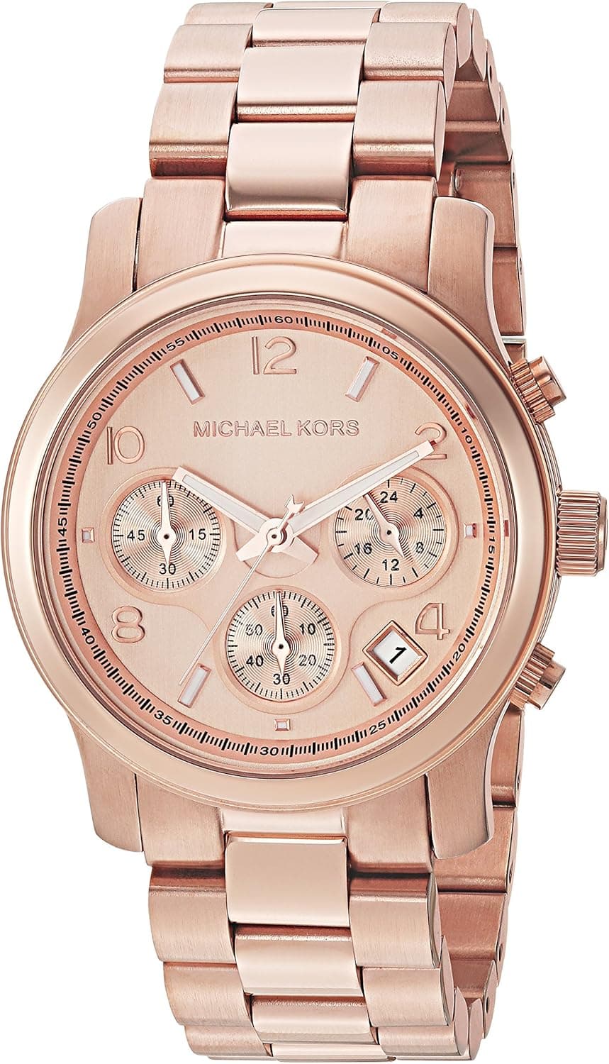 Michael Kors Lady Nini Rose Tone Tortoise Chain Link Watch