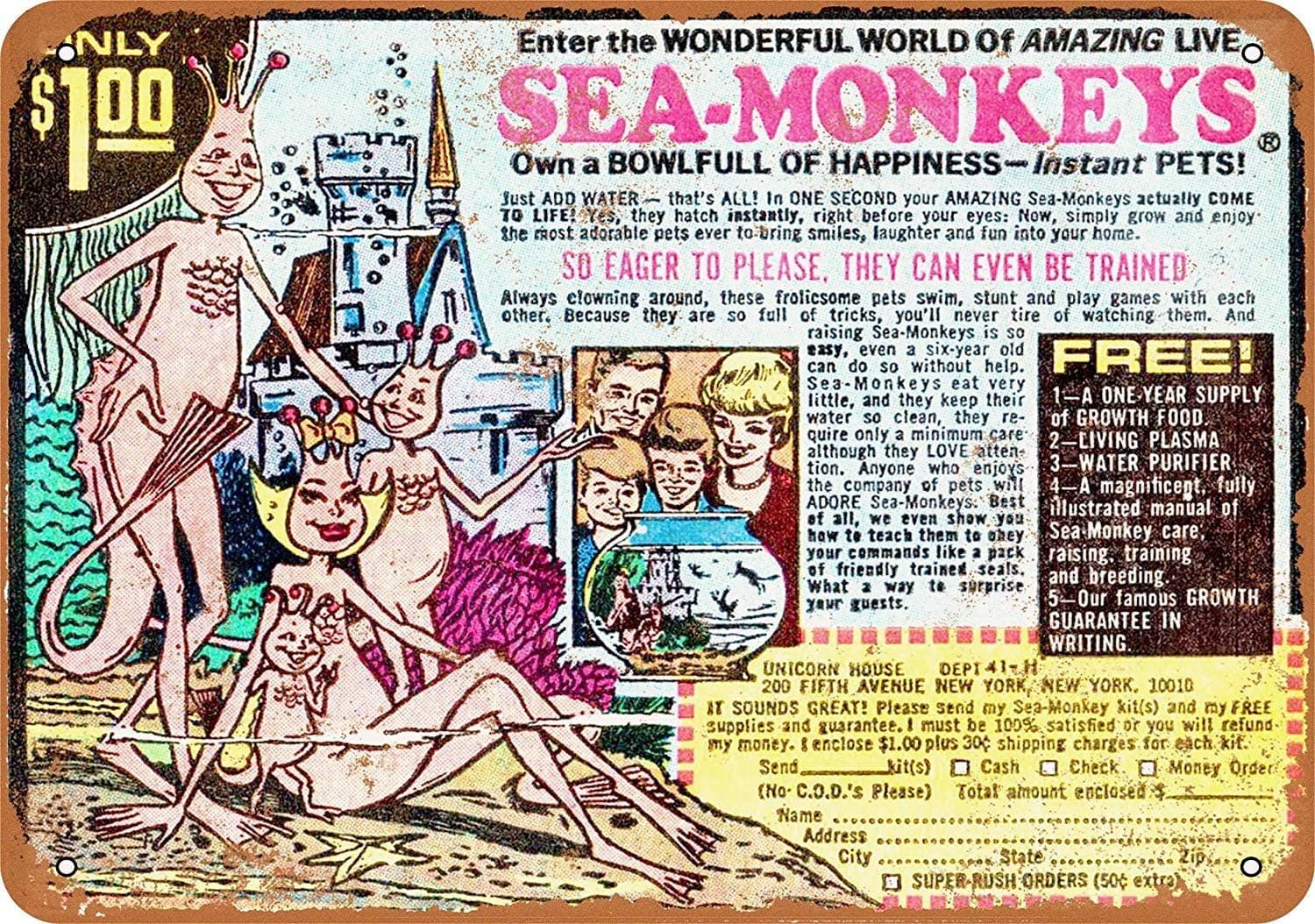 Treasun Metal Sign - Vintage Look Sea Monkeys Comic Book Ad 8 x 12 Inches