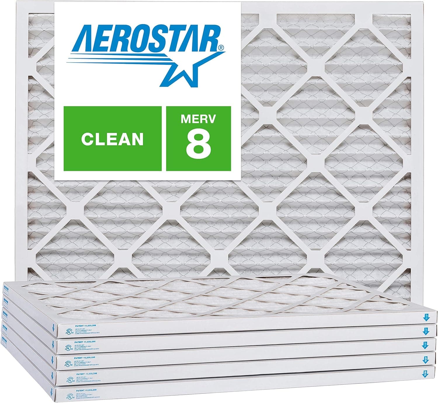 Aerostar 10x20x1 MERV 8, Pleated Air Filter, 10x20x1, Box of 6, Made in The USA