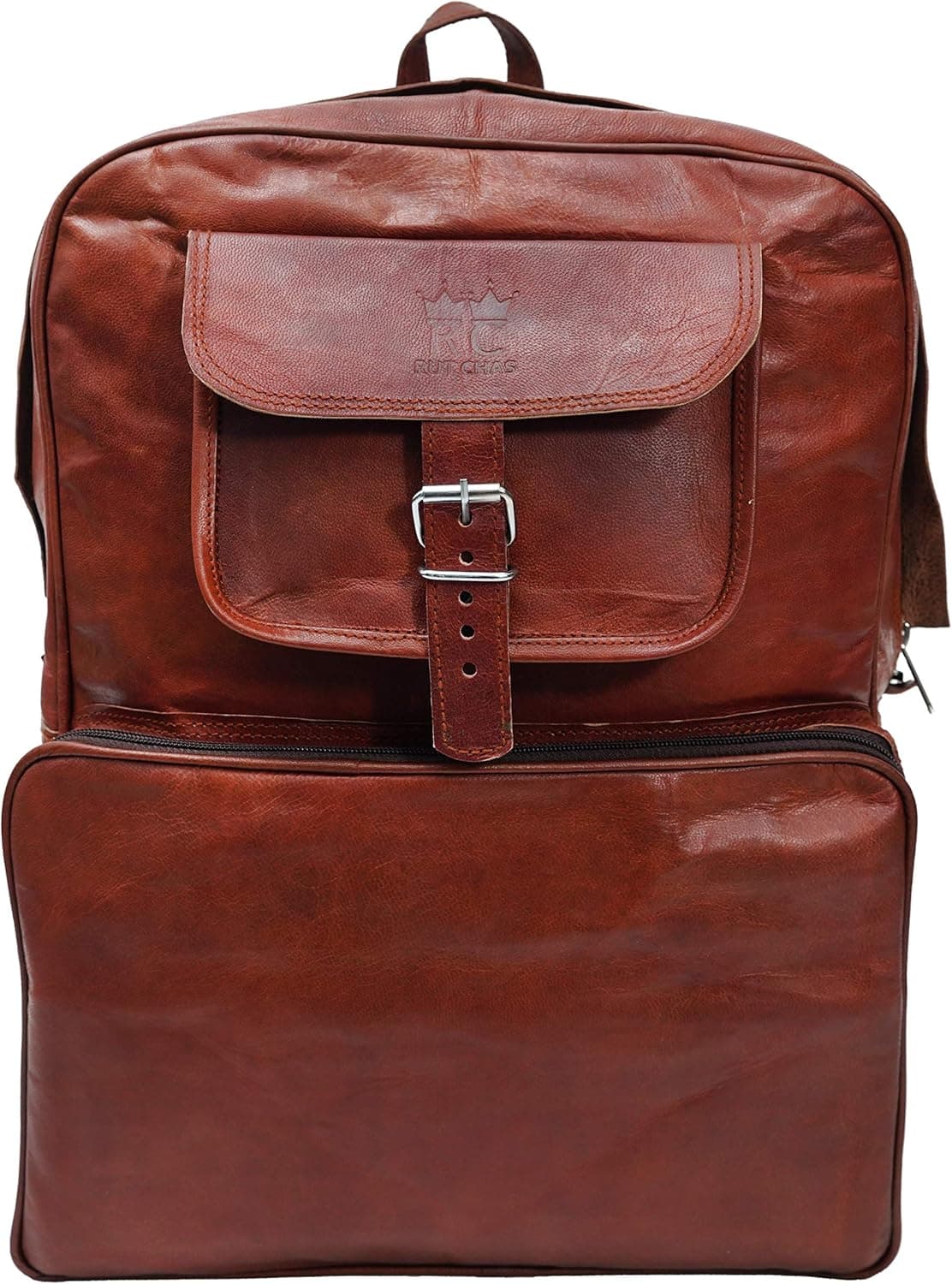 RUT CHAS Leather Laptop Backpack, Travel College Backpack For Men and Women Handmade, Brown