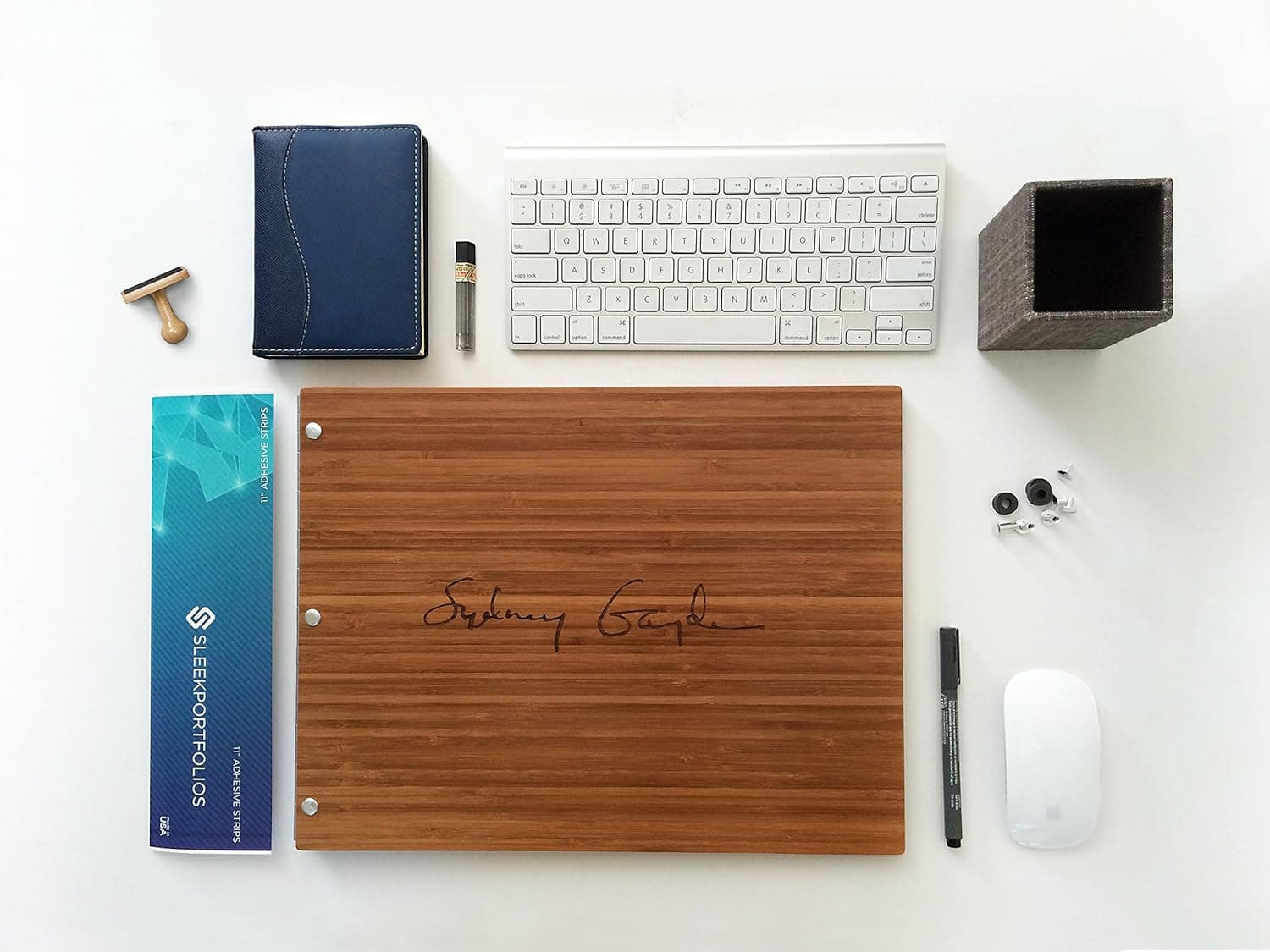 Sleekportfolio Bamboo Amber 11"x14" Screw post Presentation Book, Landscape Format Portfolio Case 100% Bamboo.