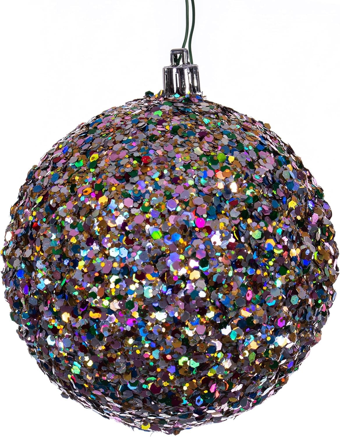 Vickerman 2.75" Multi-Color Durian Sequin Glitter Ball Christmas Ornament. Includes 12 Pieces per Bag.