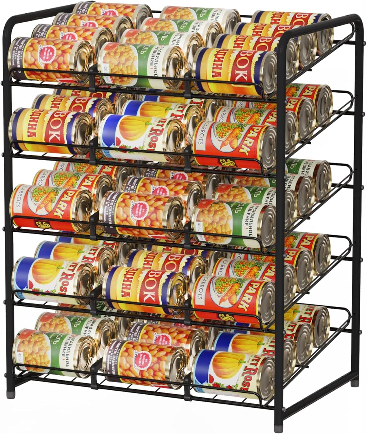 Simple Trending 5-Tier Can Rack Organizer, Can Storage Dispenser Holds up to 60 Cans for Kitchen Cabinet or Pantry, Black
