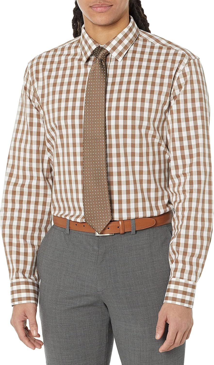 Nick Graham mens Large Gingham Shirt/Tie Set
