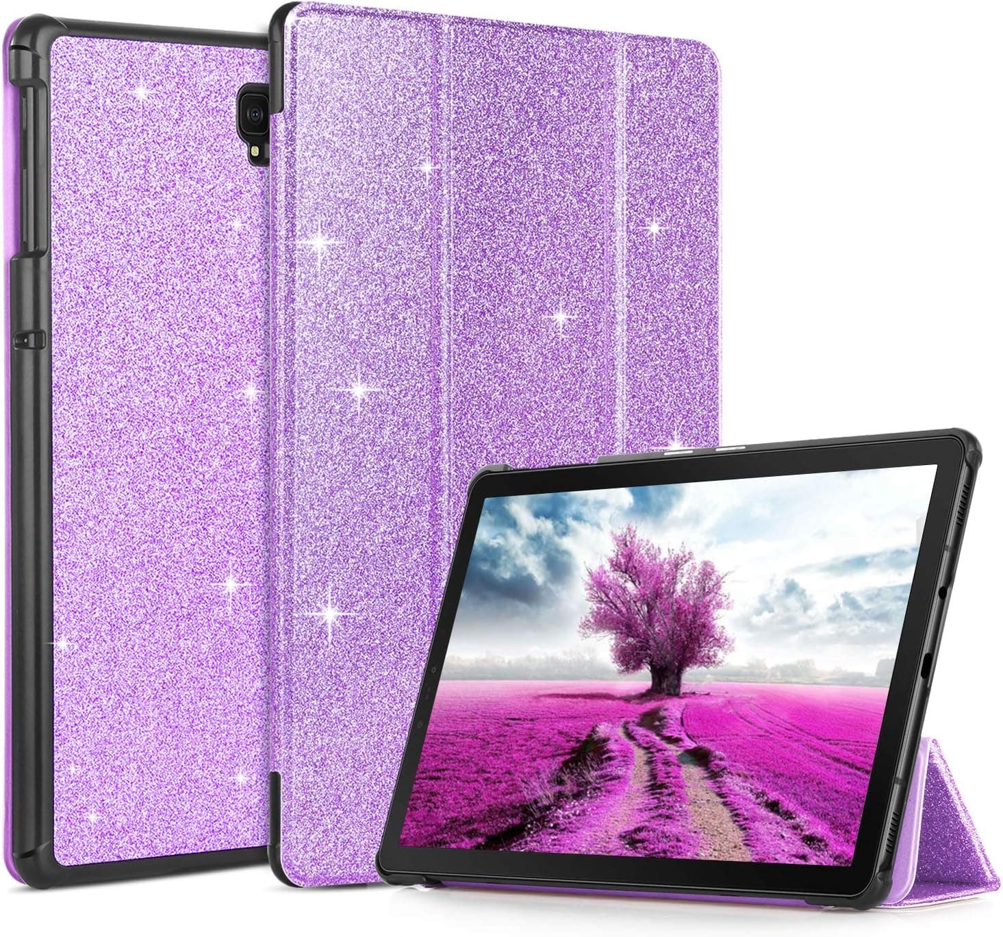 BENTOBEN Case for Samsung Galaxy Tab S4 10.5 2018 (SM-T830/T835) Glitter Bling Sparky Slim Auto Sleep/Wake Smart Tablet Cases Protective Shockproof Multiple Viewing Angles Stand Folio Cover, Purple