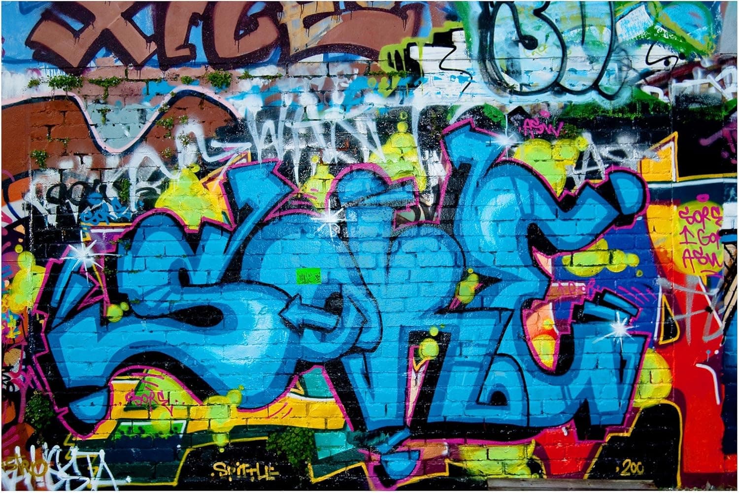 Non-Woven Wallpaper Colours of Graffiti Wide, 88.6 x 132.3 inches